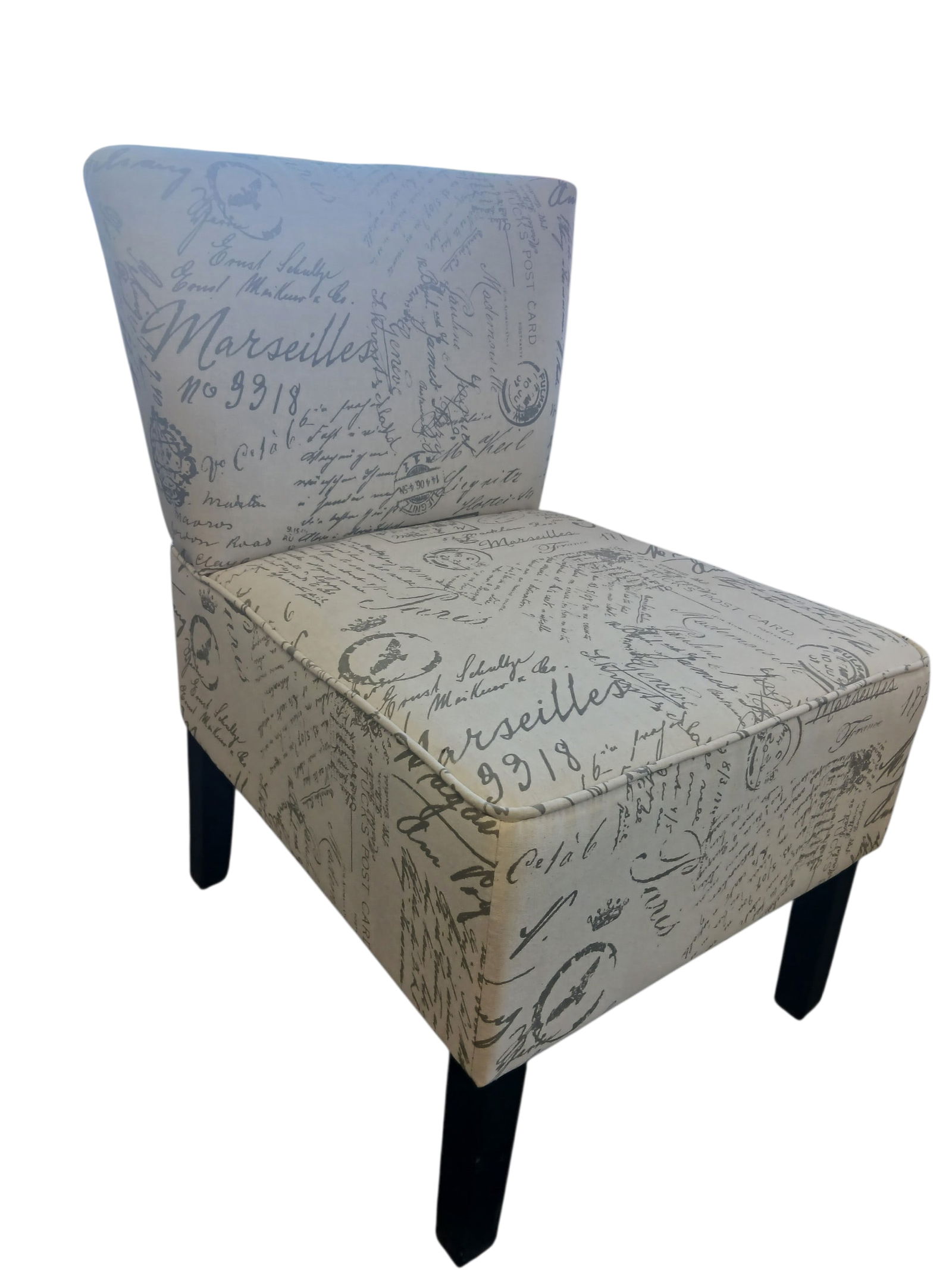 Upolstered armless slipper chair: Upolstered ar.less slipper chair 33 inches tall 22 inches wide and 26 inches ches deep in very good condition..================================= PLEASE READ =============================Shipping for