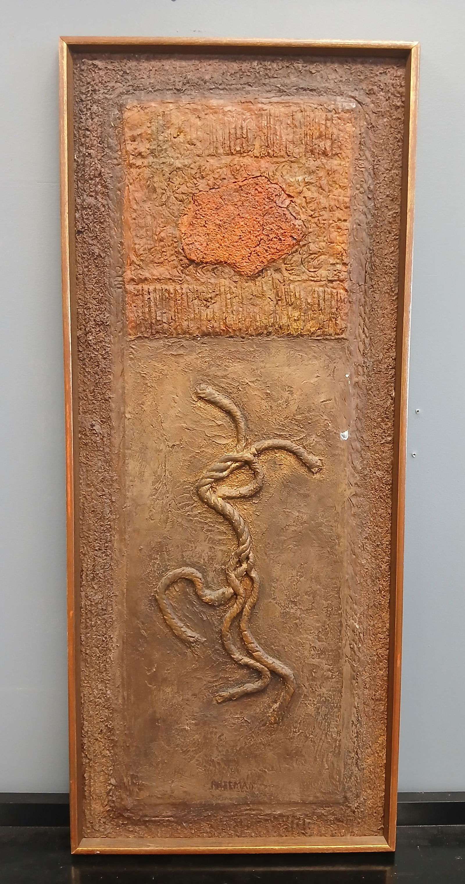 Mid century mixed media relief artist signed (1 of 5)