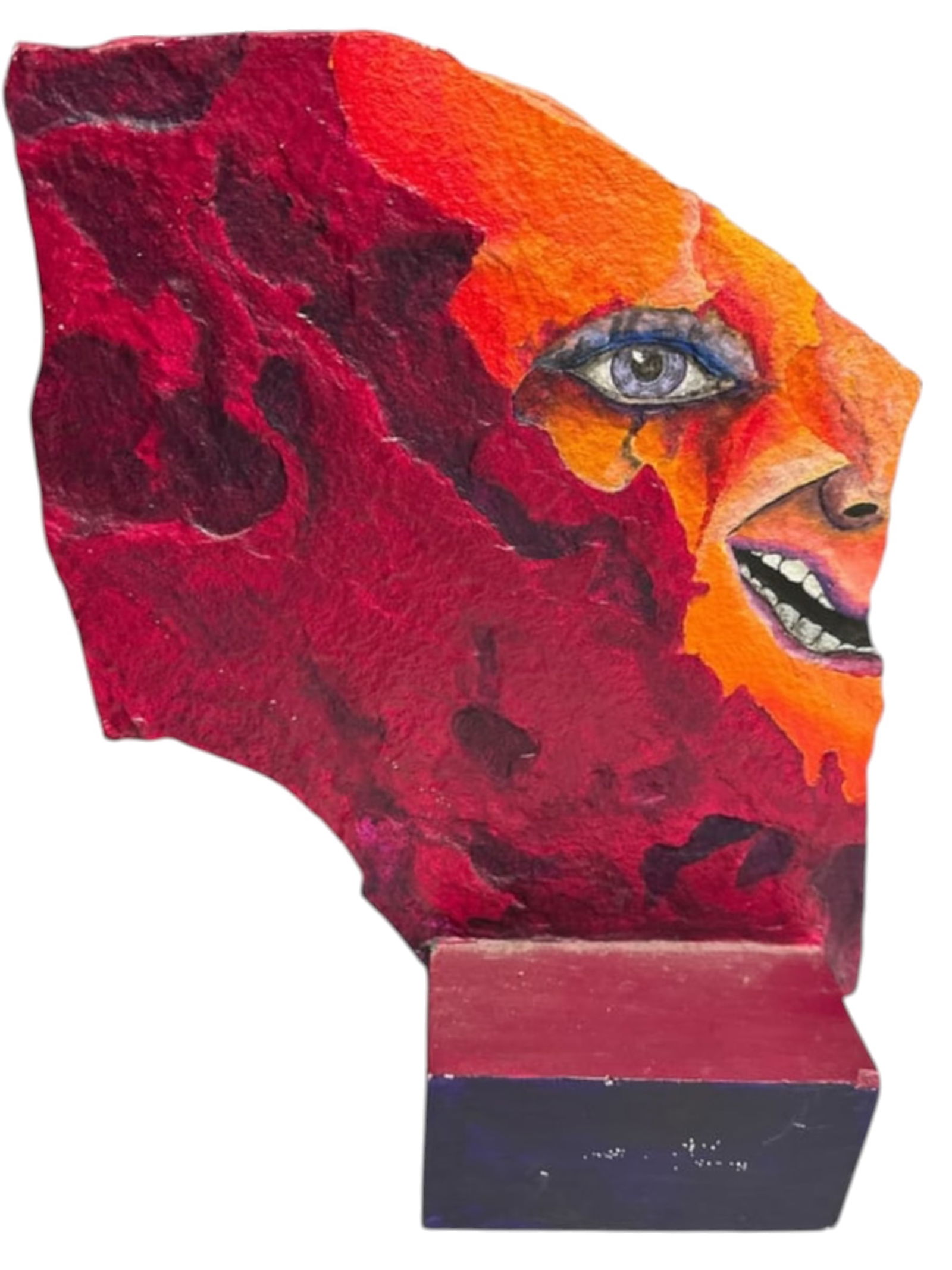 Abstract Stone Sculpture-Paint on Slate Varon 96: Abstract Stone Sculpture-Paint on Slate Varon 96. Very good condition. Base is wood and has a few white marks in the black area. I’m not altogether certain they weren’t intentionally put there by