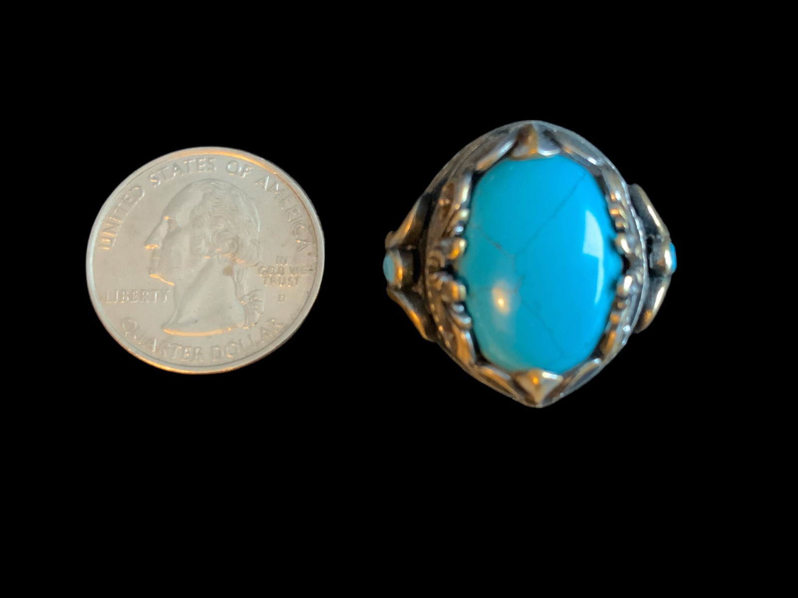 Sterling Silver (925) and Turquoise Ring Size 10 (1 of 4)