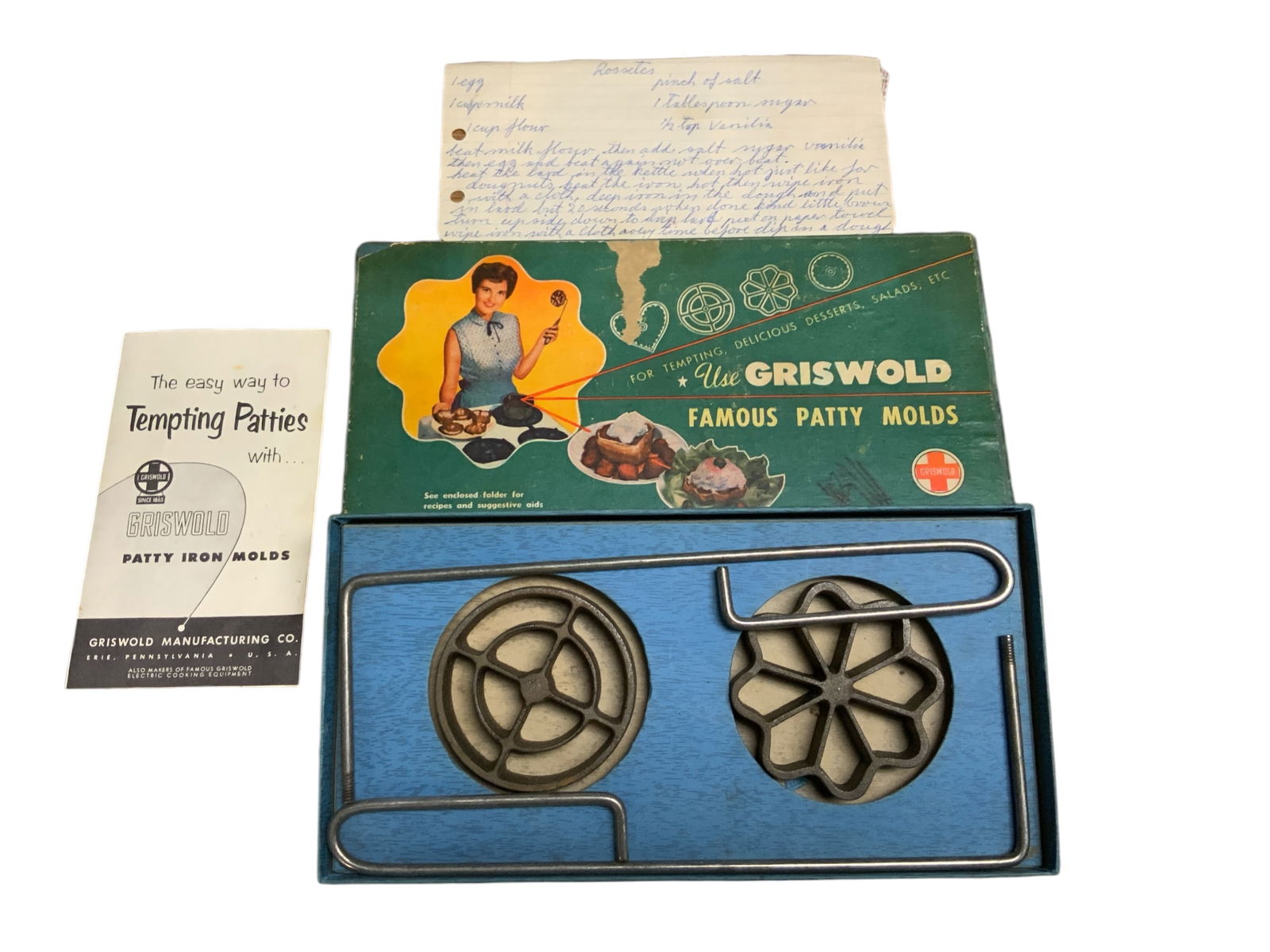 Vintage Griswold 'Famous Patty Molds' Boxed: Vintage Griswold 'Famous Patty Molds' Boxed. Well cared for. Box measures 5 1/4" x 10 1/4". ================================= PLEASE READ =============================Shipping for this lot is availabl