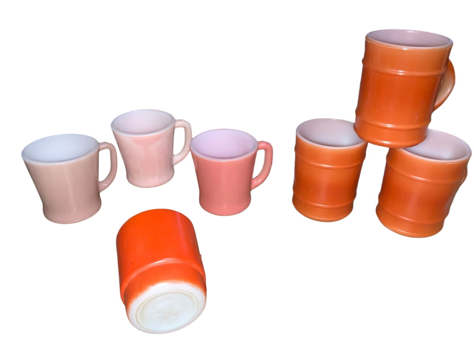 Mid-century Anchor(Barrel Style) and Fire-King(D-handle) Coffee Mugs: Mid-century Anchor(Barrel Style) and Fire-King(D-handle) Coffee Mugs. ================================= PLEASE READ =============================Shipping for this lot is available ONLY THROUGH
