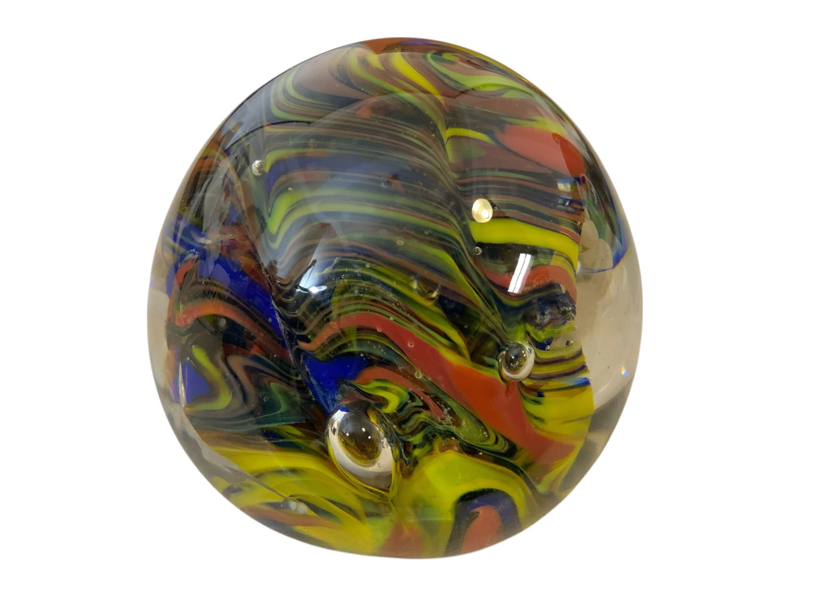 Multi-color Swirl Glass Paperweight with Bubbles (1 of 4)