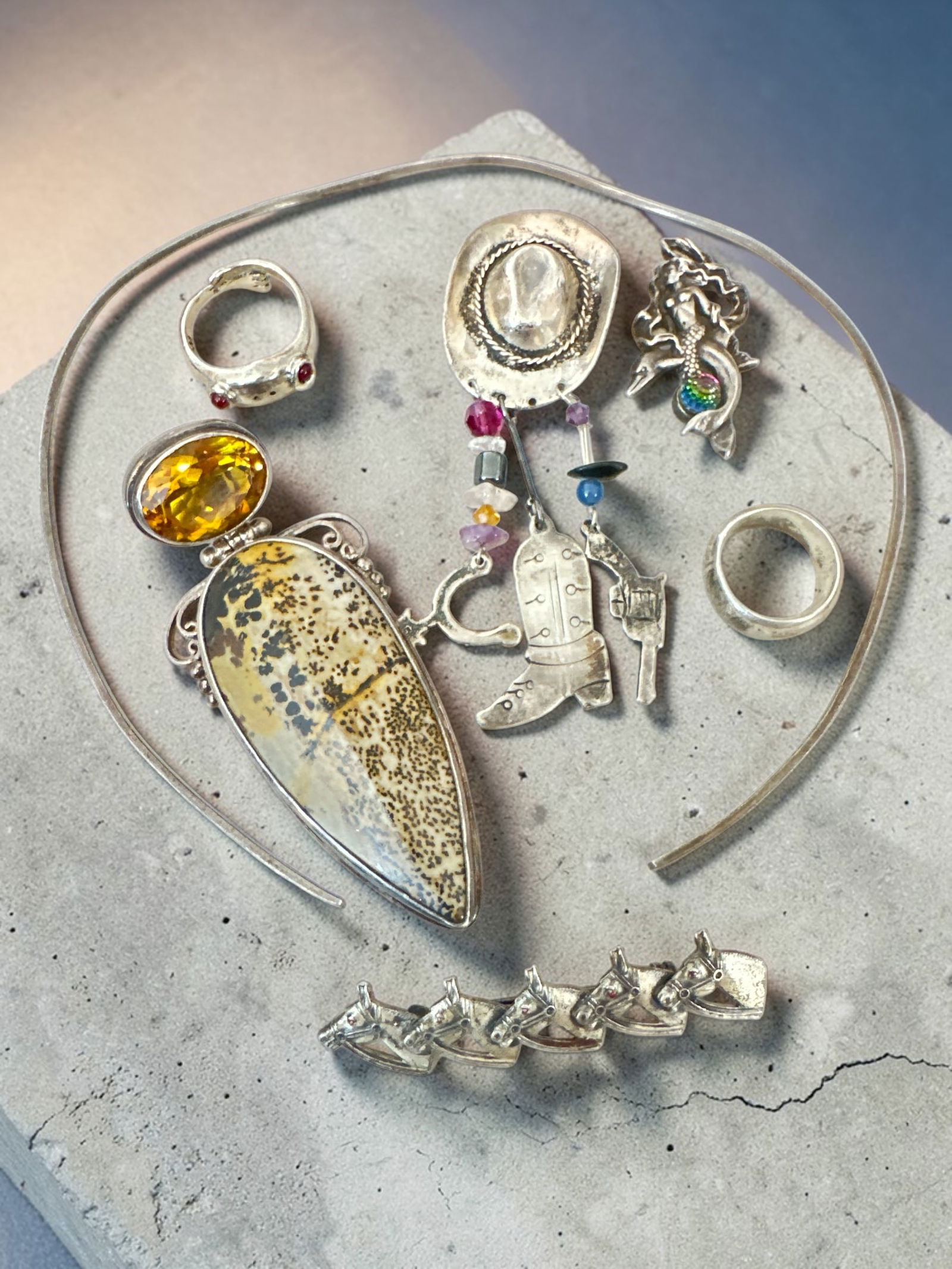 7pcs Sterling Silver 925 Jewelry Rings Brooches, Pendants (1 of 16)