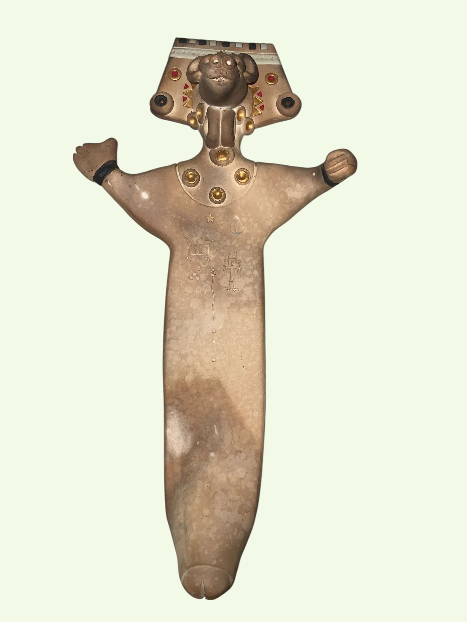 Unusual Clay Wall Sculpture "Animas" and Initials and signature on Back: Unusual Clay Wall Sculpture "Animas" and Initials and signature on Back. 6 1/2" wide, 13" tall. ================================= PLEASE READ =============================Shipping for this lot is avai