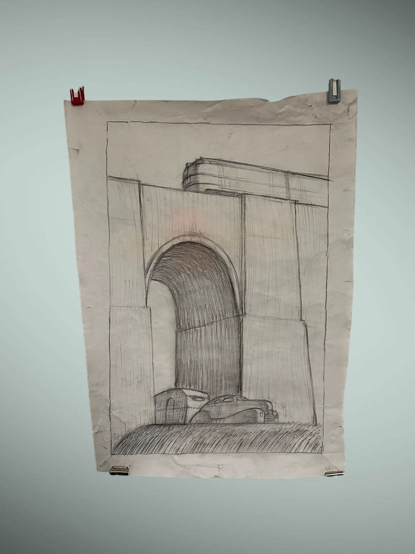 Original Pencil Drawing: Believe to be Robert LaDuke Sketch that became "Overpass": Original Pencil Drawing:believe to be Robert LaDuke Sketch that became "Overpass"?. Please do your own research. 17 1/2" x 26". =========================PLEASE READ===================Shipping for this