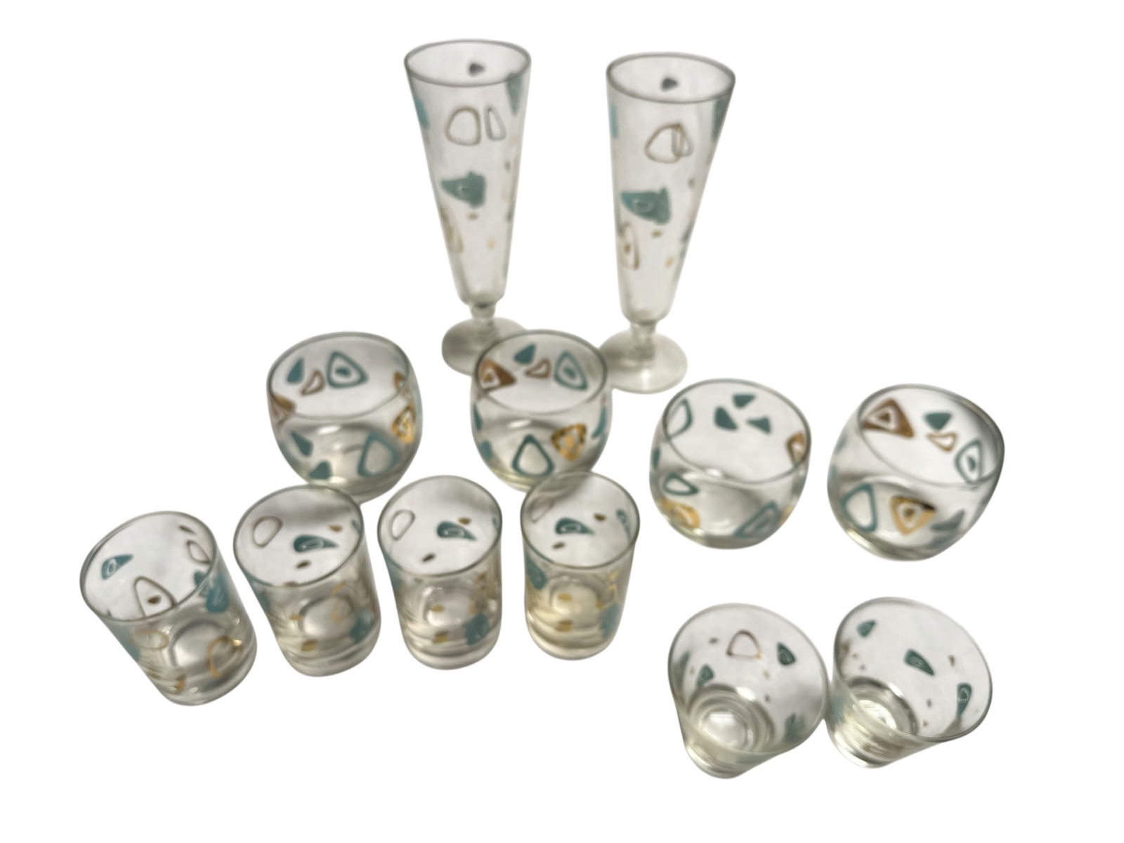 12pc ensemble Vintage Federal Glass Amoeba/ Boomerang Glassware (1 of 2)