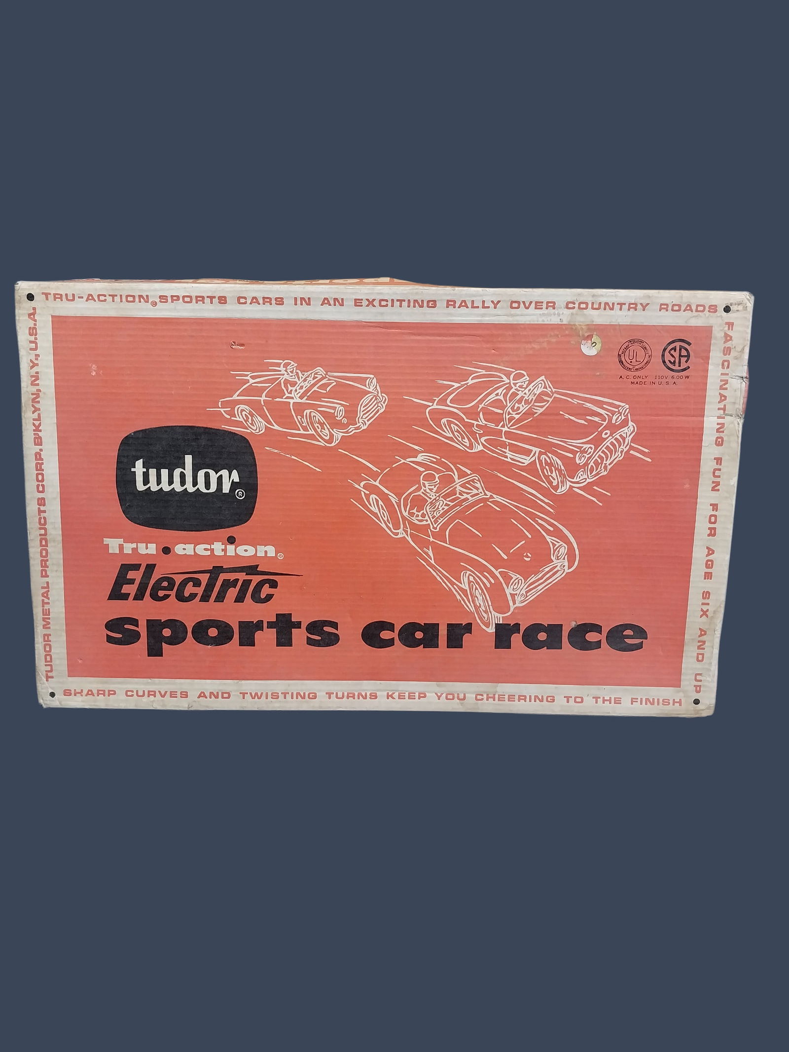 Vintage 1950's Tudor Tru-Action Sports Car Race: Vintage 1950's Tudor Tru-Action Sports Car Race with original box. All 4 cars are there has been plugged in and tested works as it should. ================================= PLEASE READ ===============