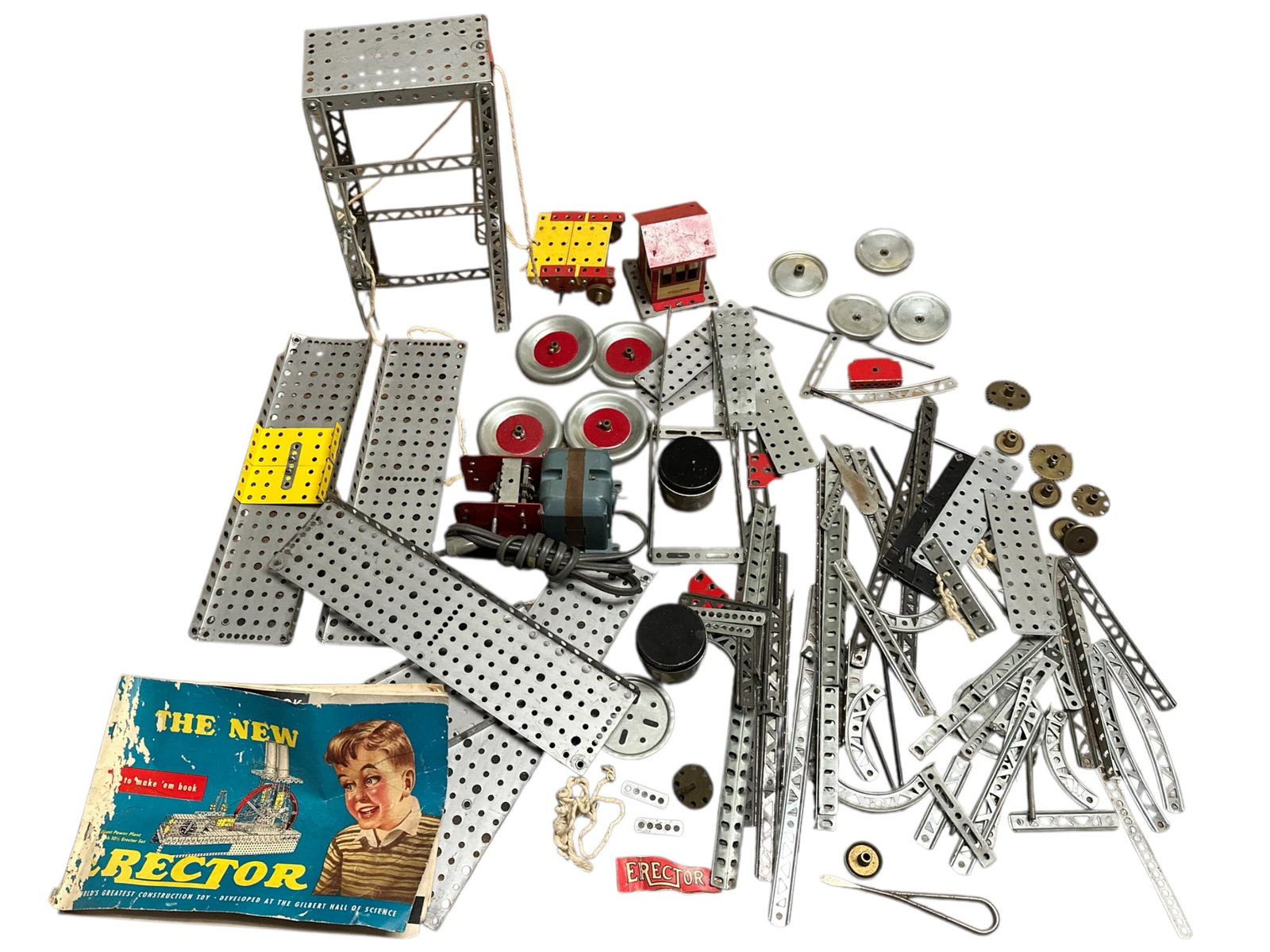 Working Erector Set Motor- total 7+ Pounds of parts A. C. Gilbert Co.: Working Erector Set Motor- total 7+ Pounds of parts A. C. Gilbert Co.As found in the wild. 7 1/2lbs. .=========================PLEASE READ===================Shipping for this lot is available ONLY THR