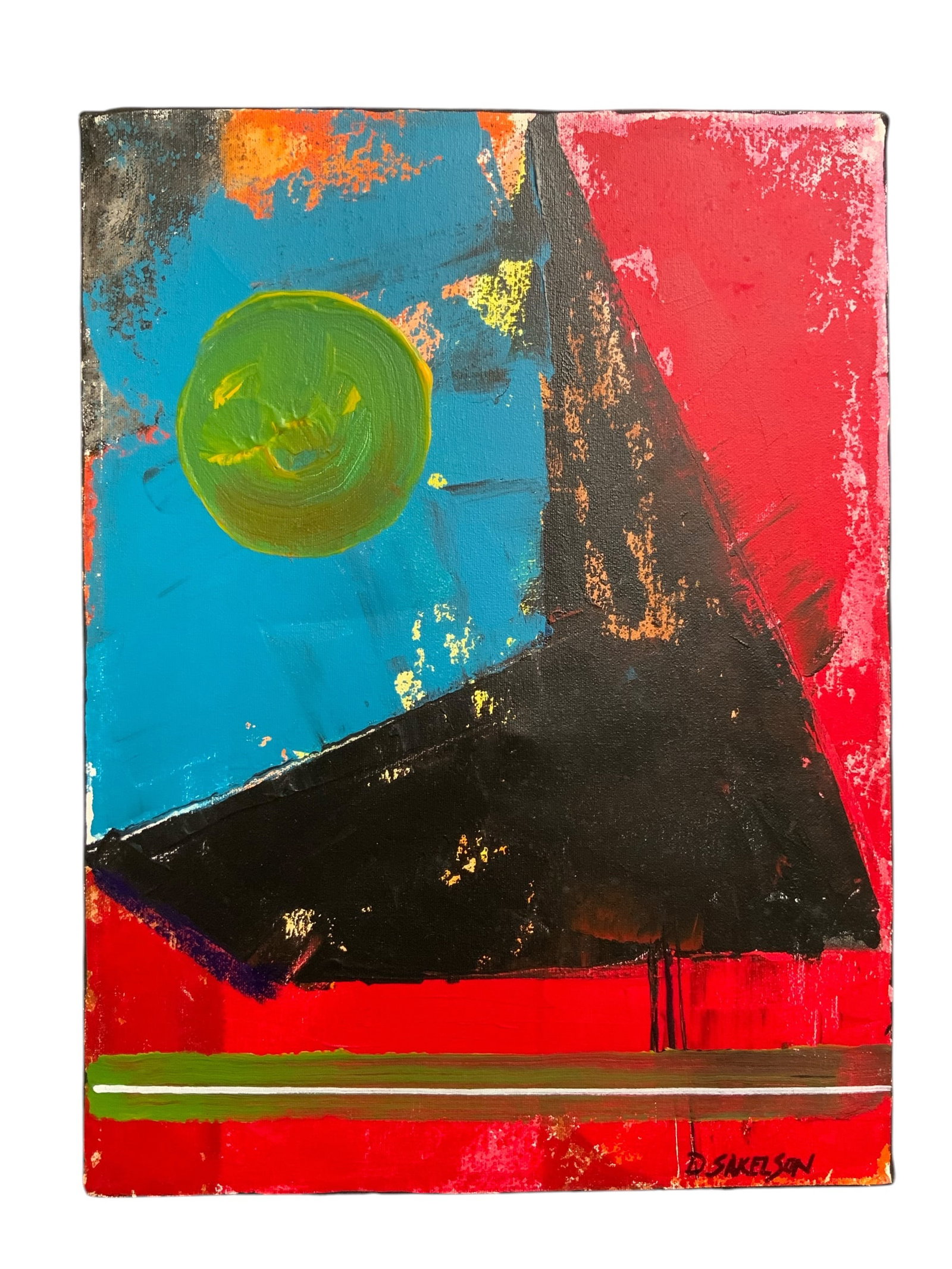 Sakelson: Paint on Canvas Abstract: Sakelson: Paint on Canvas Abstract. Not framed. 12" x 16". =========================PLEASE READ===================Shipping for this lot is available ONLY THROUGH LIVESHIPPING. We advise all bidders to