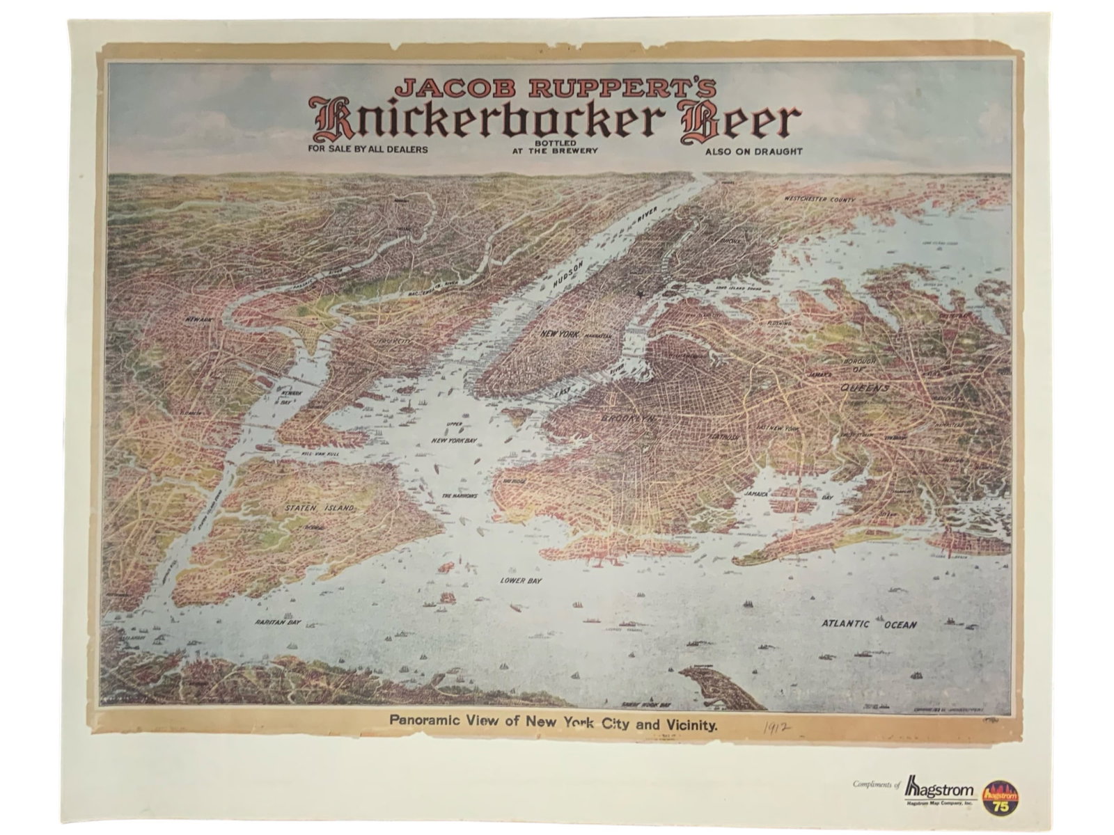 Poster: 192 Panoramic View of New York City Area Reproduced as a Beer Promotional (1 of 3)