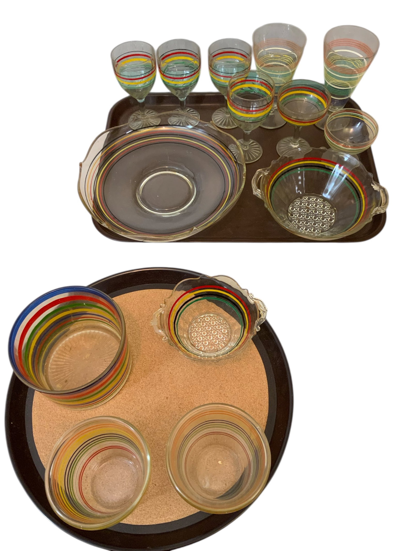 Vintage Glassware Multicolor Stripes (1 of 6)