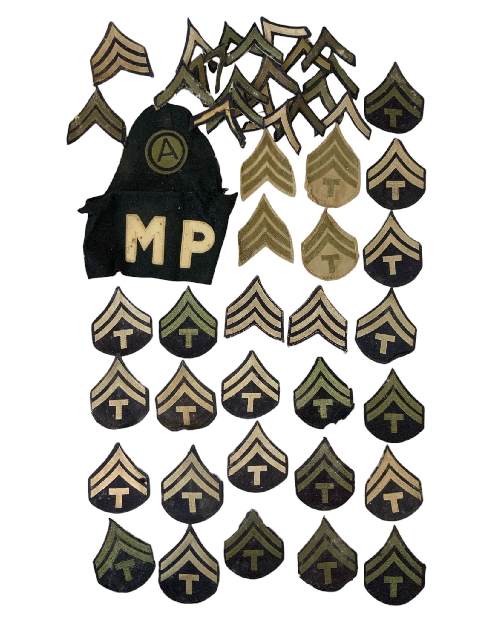 WWII era U.S. Army Enlisted Rank Insignia Patches and etc. (1 of 1)