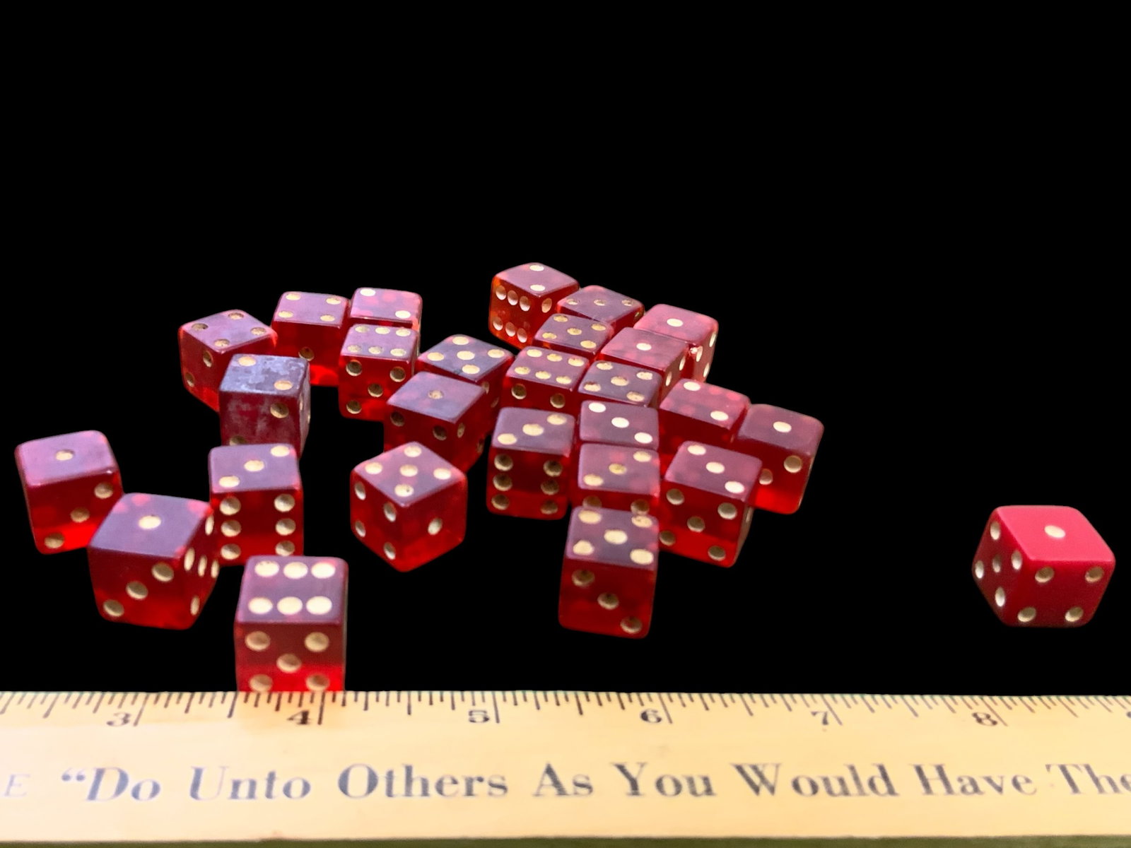 26+1pc Collection Vtg Translucent(1 opaque) Cherry Dice (1 of 2)