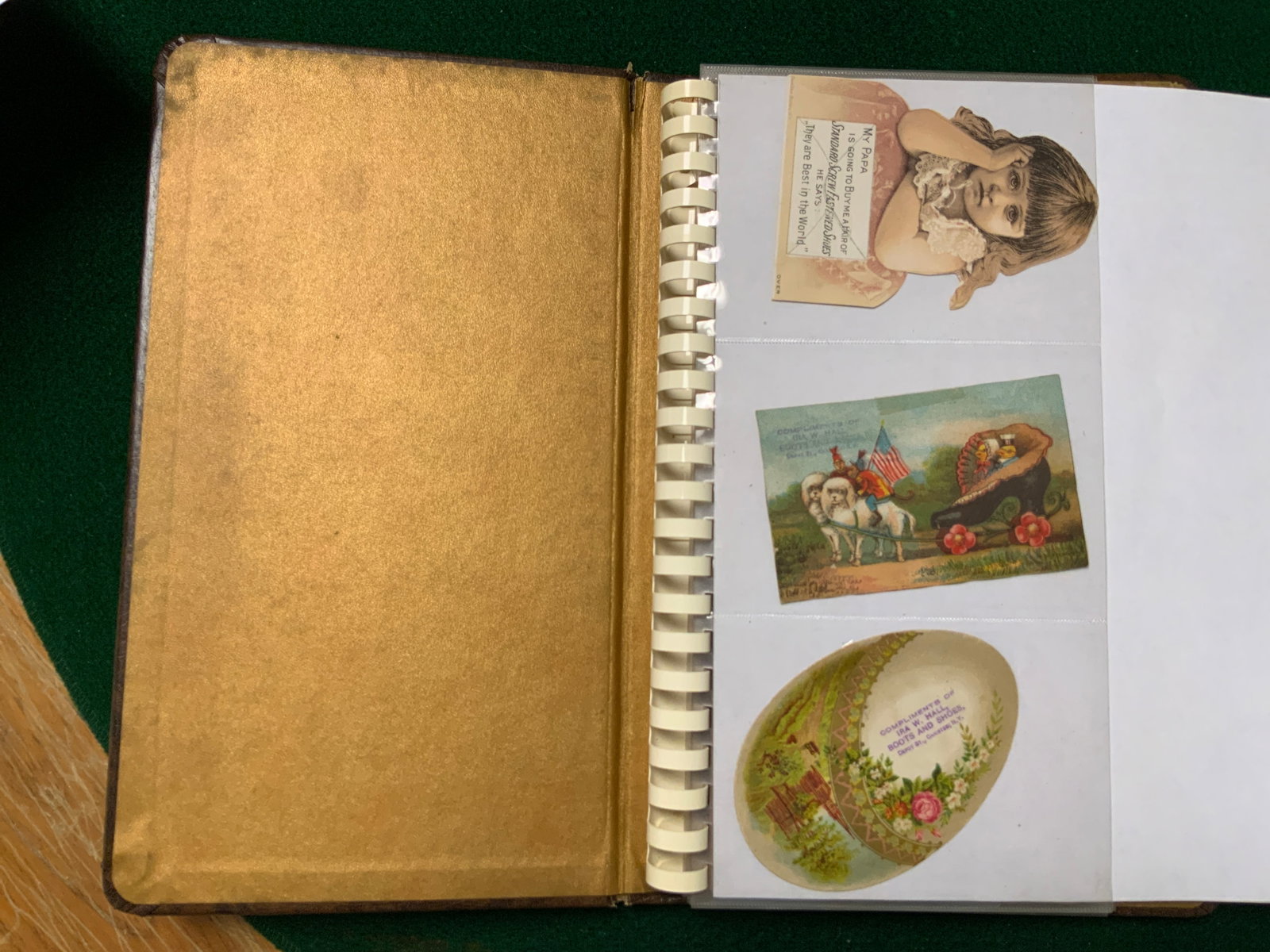 19c Advertising Trade Cards in Album 36cards: 19c Advertising Trade Cards in Album 36cards. Album measures 1 1/2" x 6 3/4" x 11 1/2". .>>>>>>>>>>>>>>READ—-READ—-READ—-Shipping for this lot is available ONLY THROUGH LIVEAUCTIONEERS/LIVESHIPP
