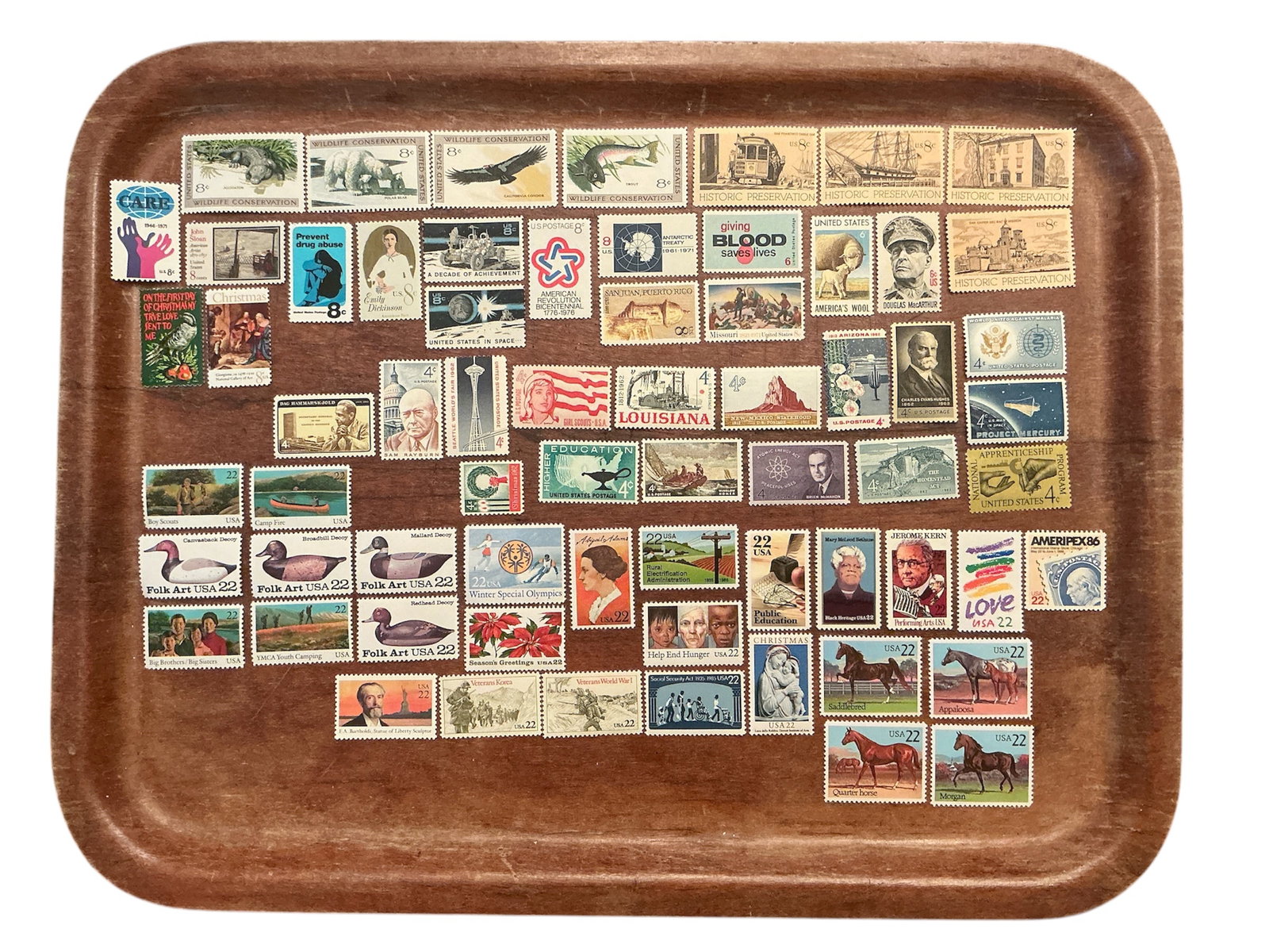 Tray: (65+/-) Unused Single U.S. Stamps. (1 of 6)