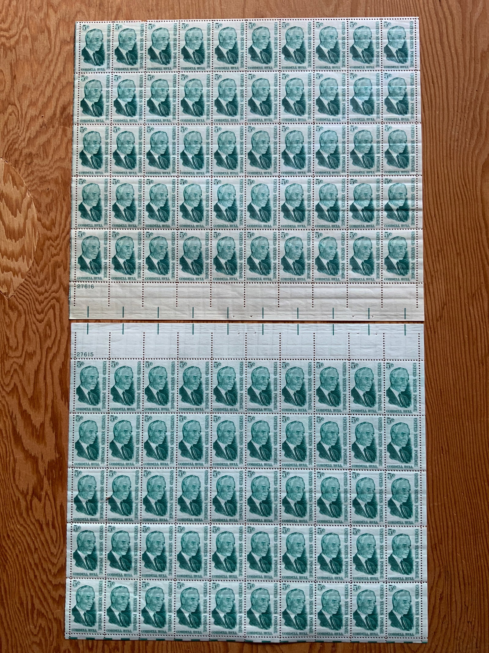 Mint Sheets Cordell Hull 5c 2 sheets 100 stamps: Mint Sheets Cordell Hull 5c 2 sheets 100 stamps. .>>>>>>>>>>>>>>READ—-READ—-READ—-Shipping for this lot is available ONLY THROUGH LIVEAUCTIONEERS/LIVESHIPPING. We advise all bidders to obtain a 