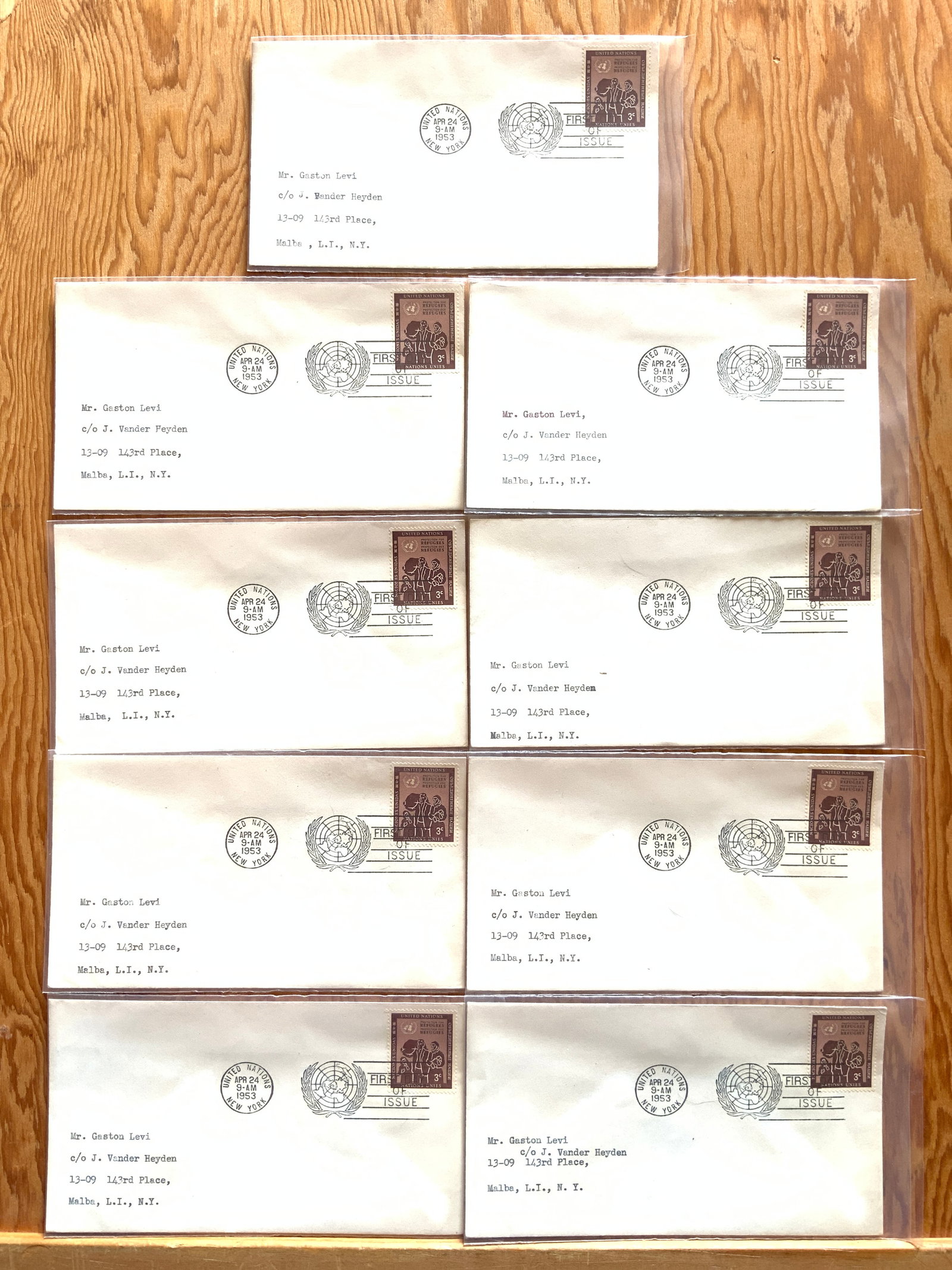 (9) United Nations First Day of Issue Refugees Addressed Envelope (1 of 3)