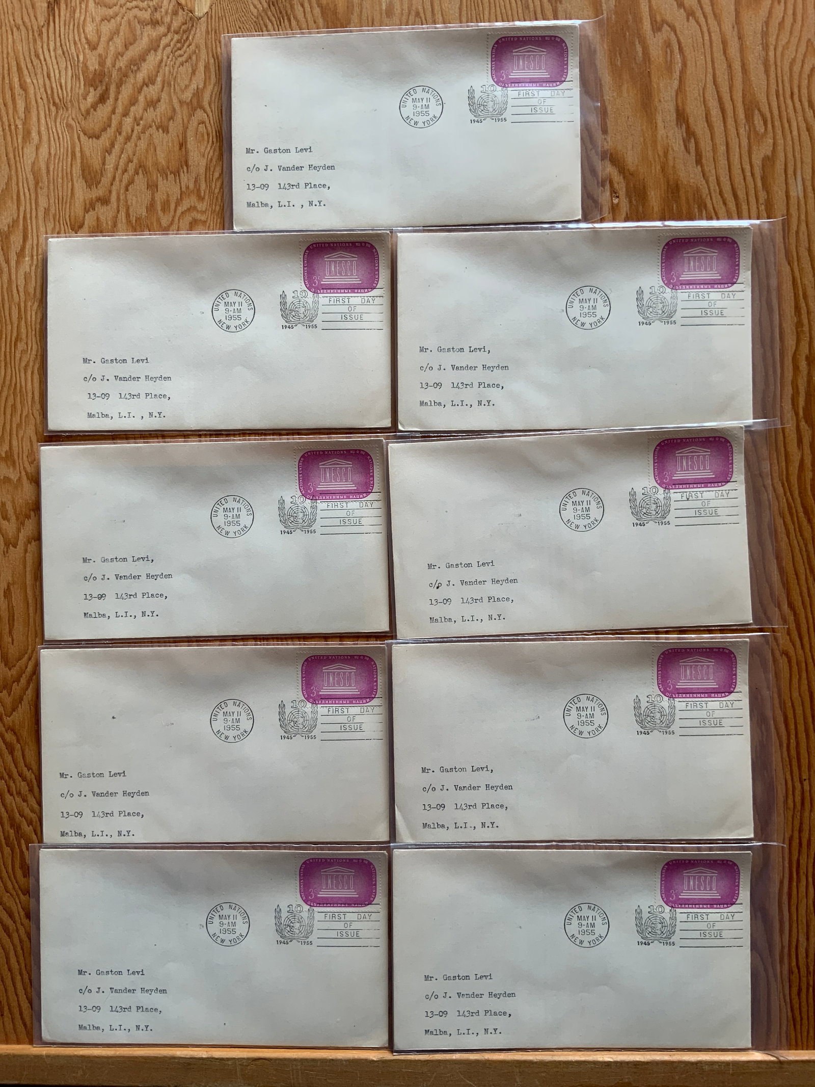 (9) United Nations First Day of Issue UNESCO(pink) Addressed Envelope (1 of 3)