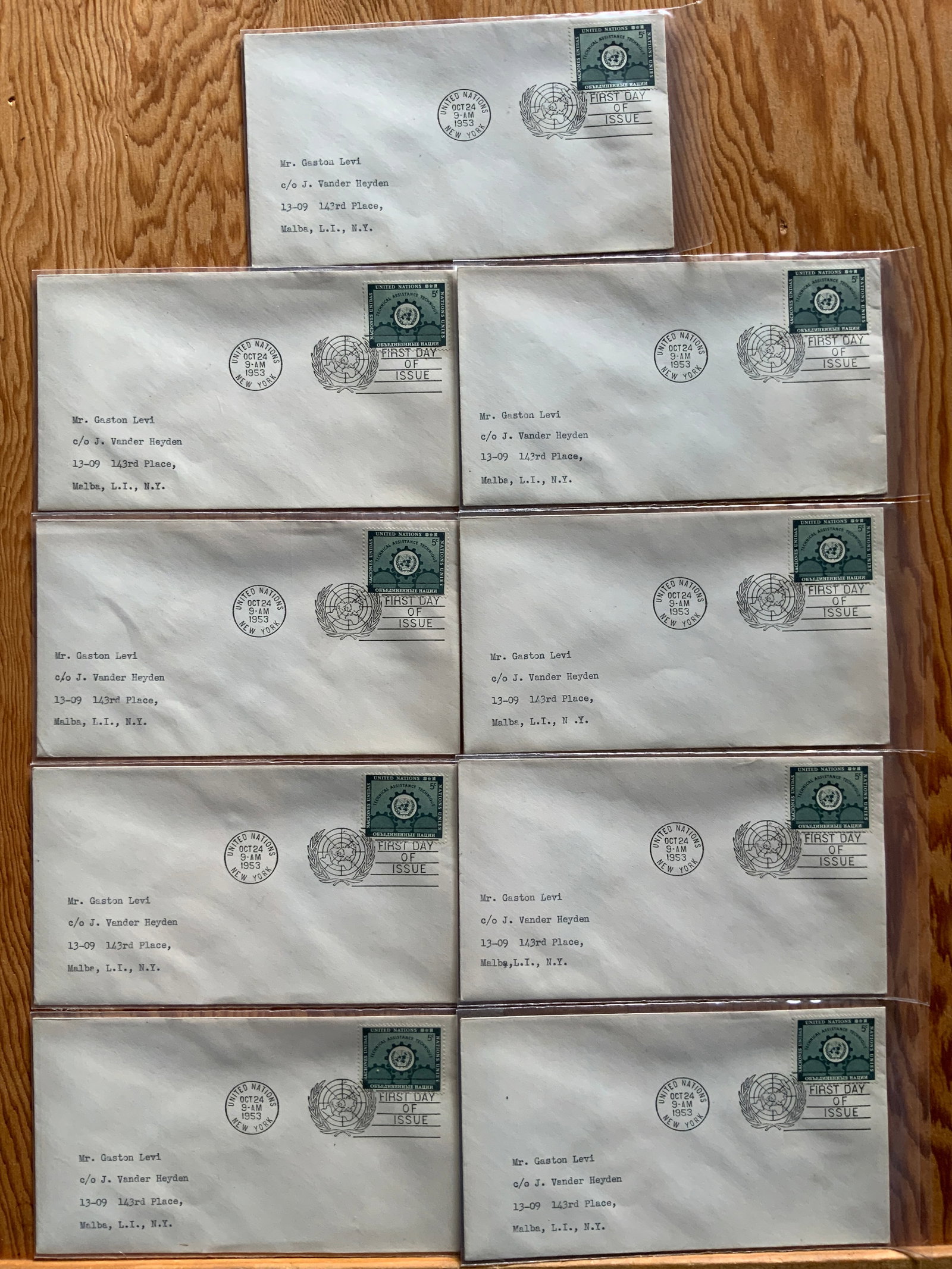 (9) United Nations First Day of Issue Technical Assistance Addressed Envelope (1 of 3)