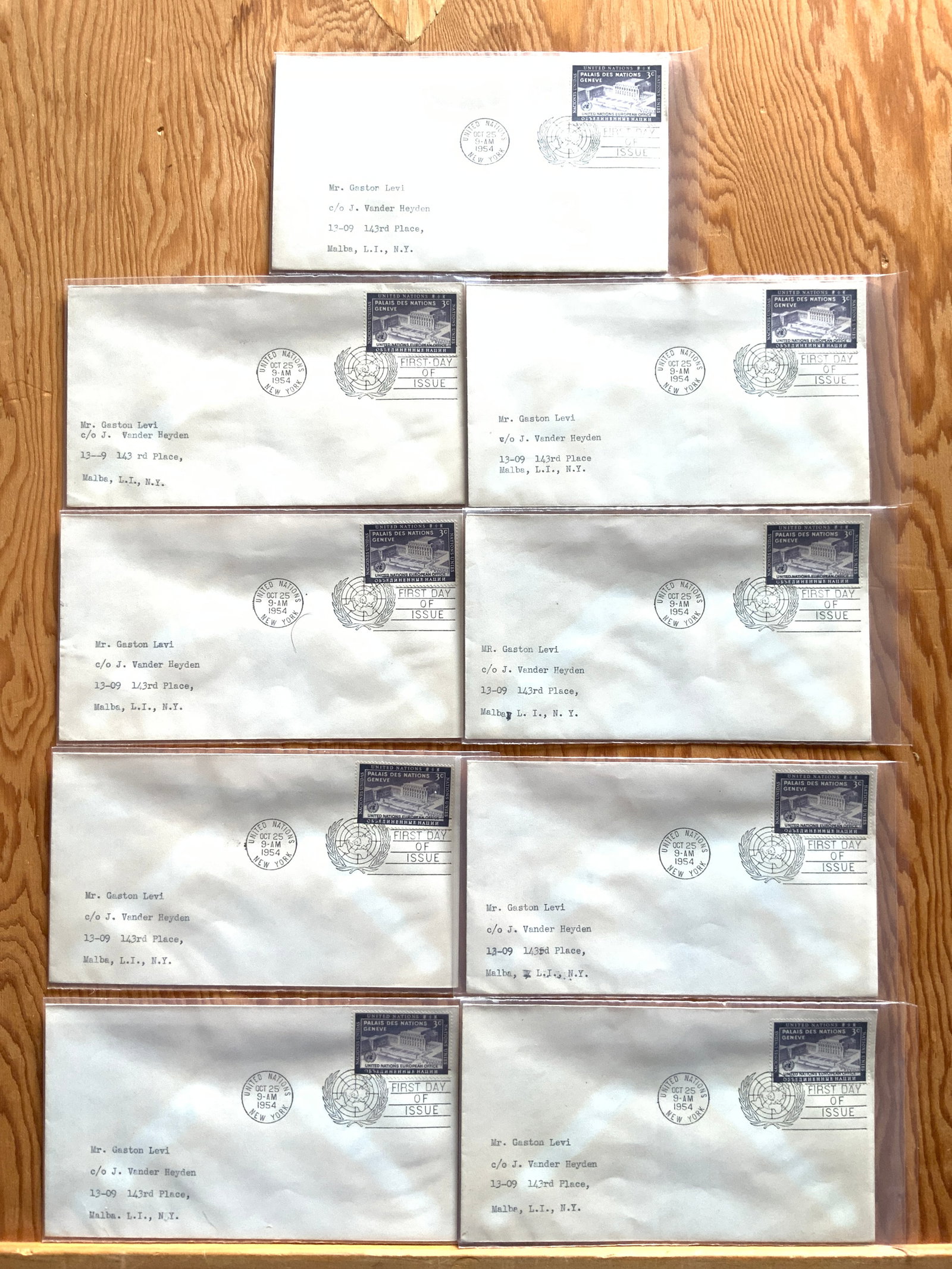 (9) United Nations First Day of Issue European Office(purple) Addressed Envelope (1 of 3)