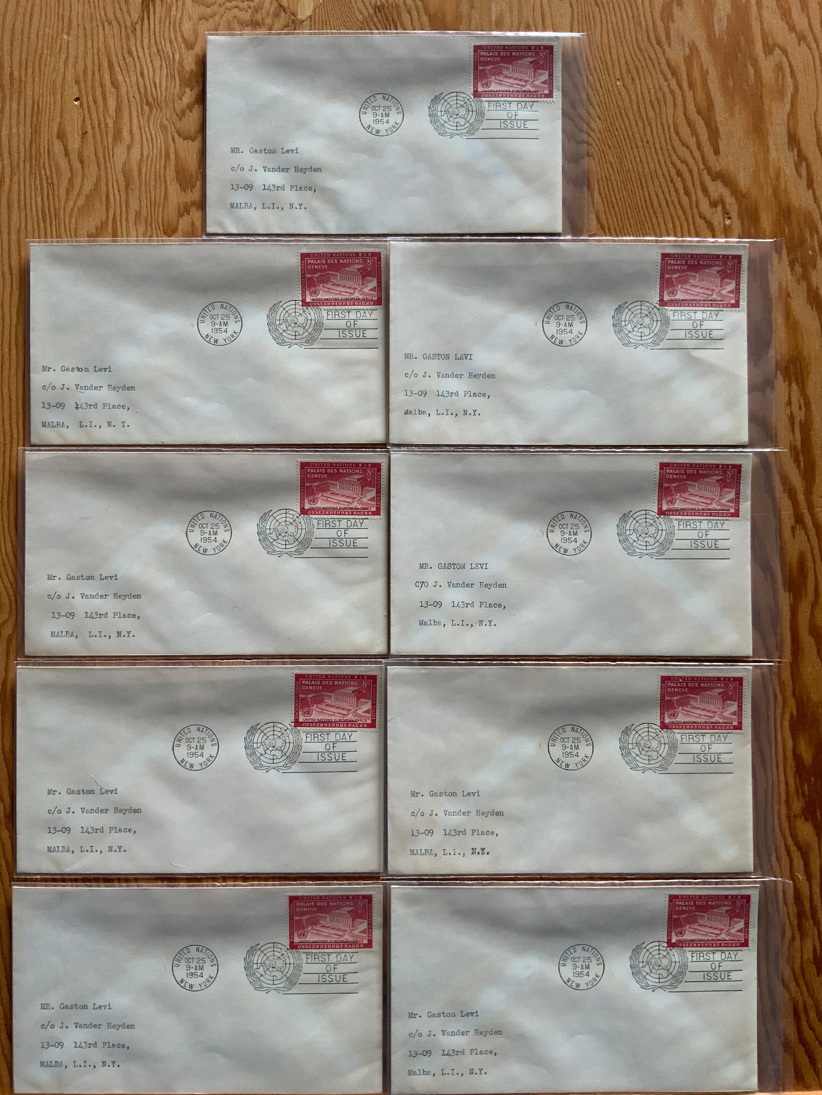 (9) United Nations First Day of Issue European Office(red) Addressed Envelope (1 of 3)