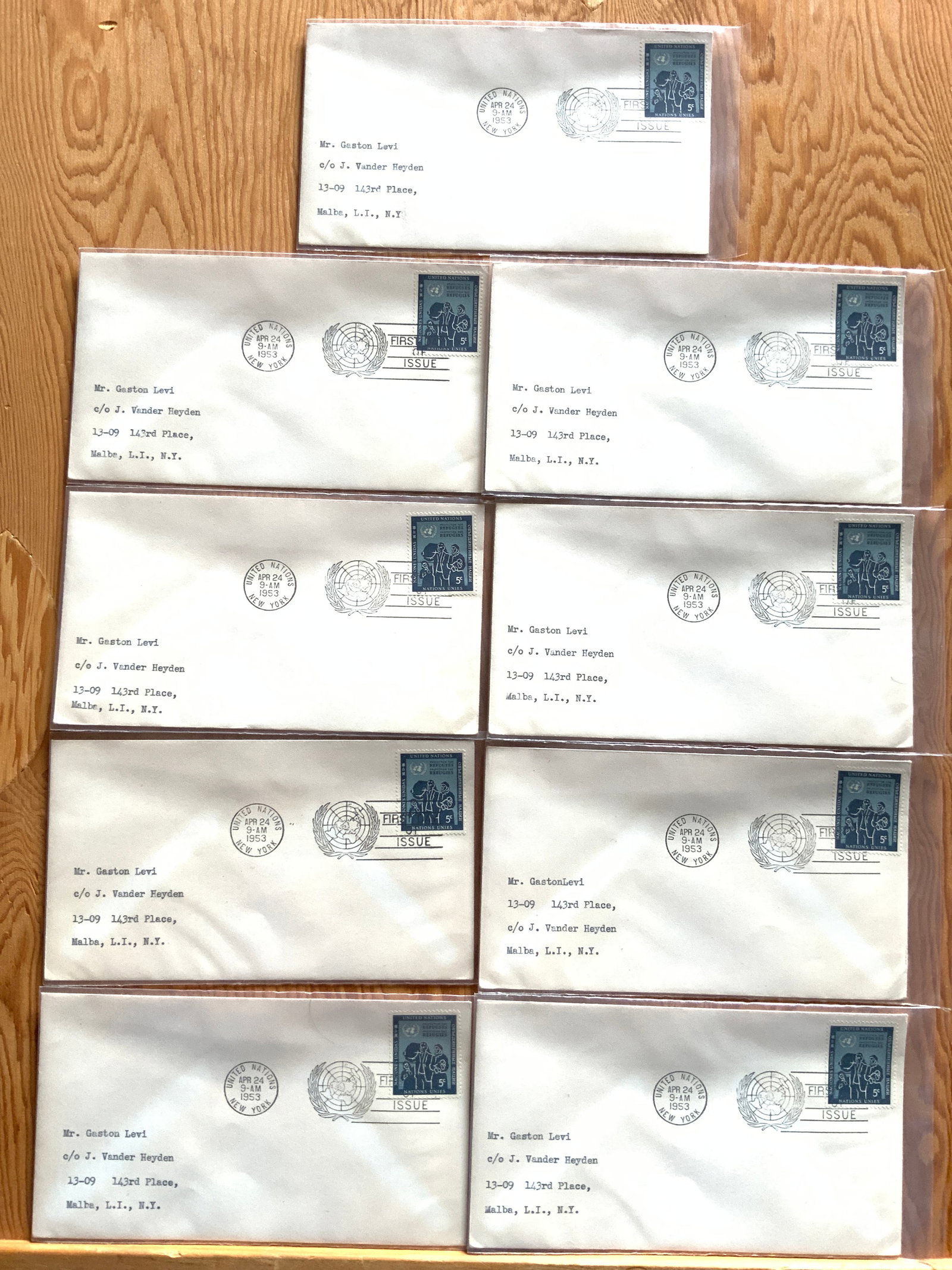 (9) United Nations First Day of Issue Refugees Addressed Envelope (1 of 3)