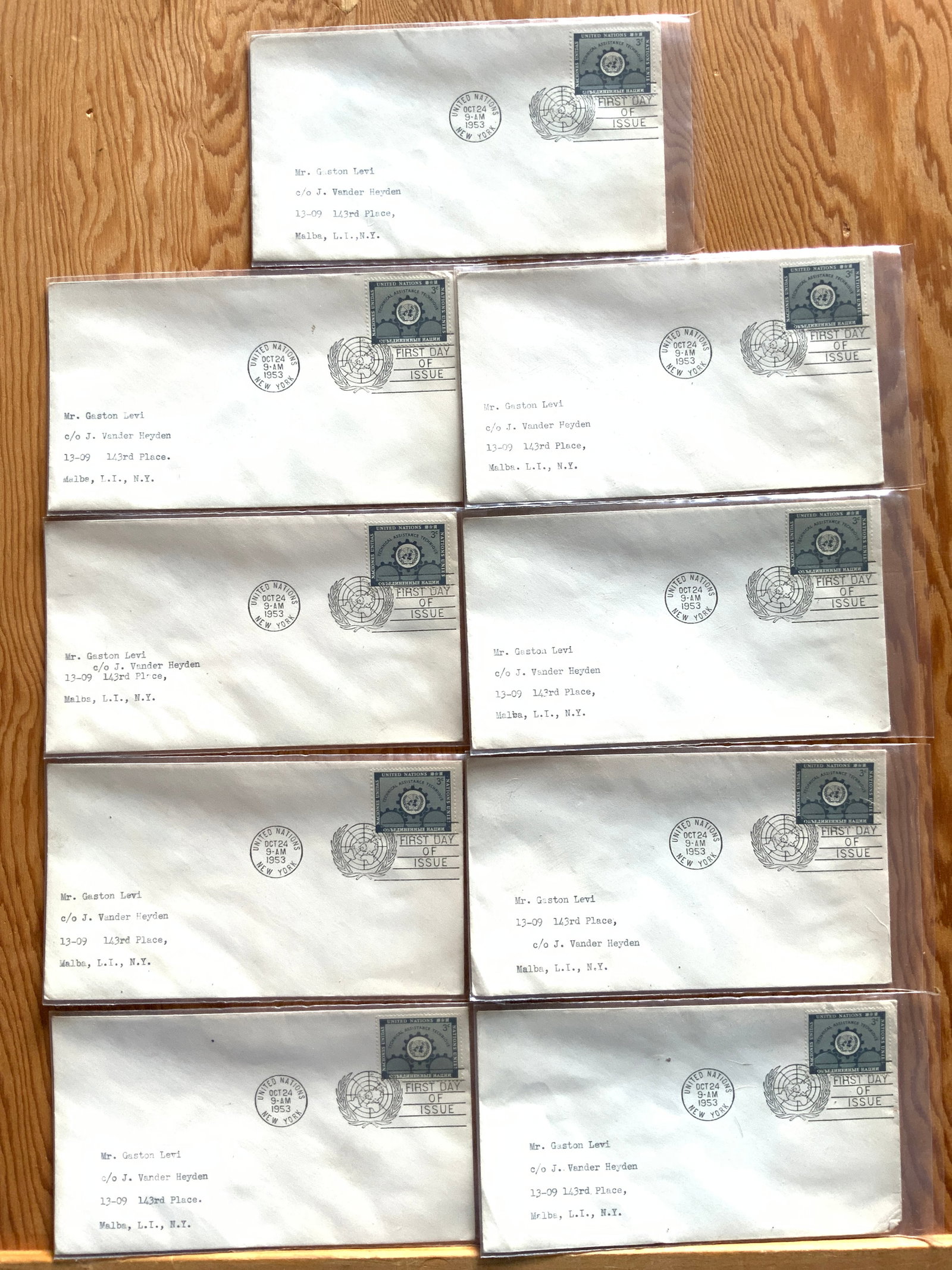 (9) United Nations First Day of Issue Technical Assistance Addressed Envelope (1 of 3)