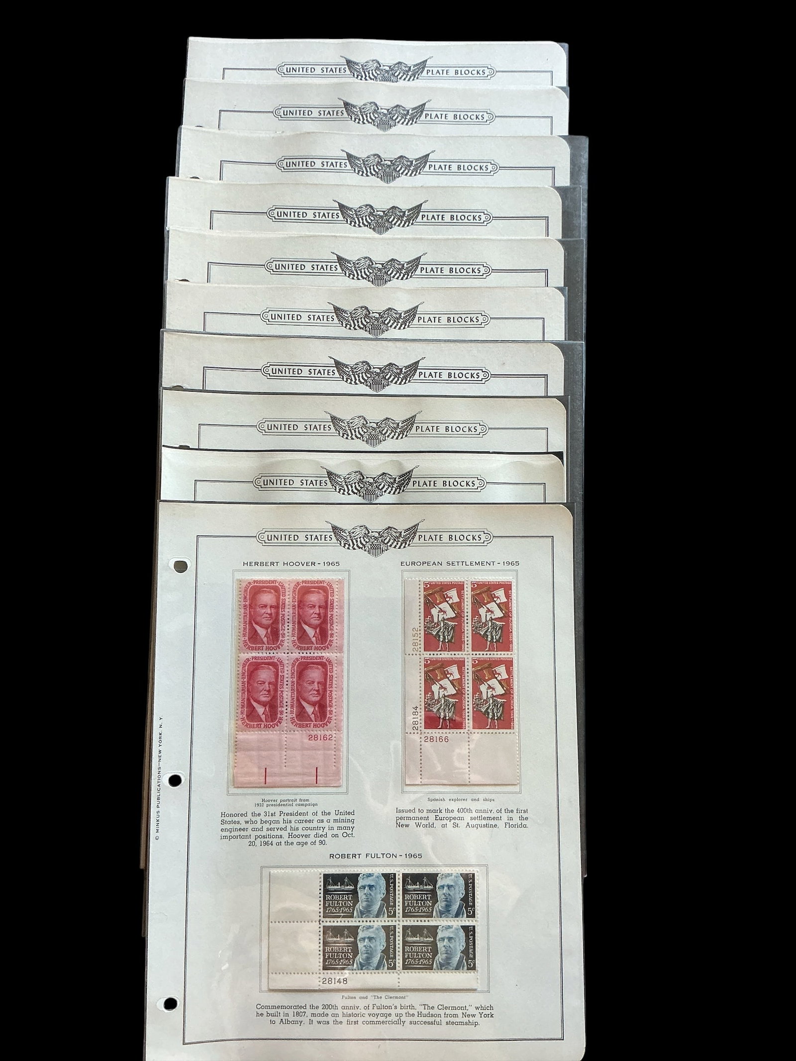 (21) U.S. Plate Blocks 10pages Minkus Publications (1 of 11)