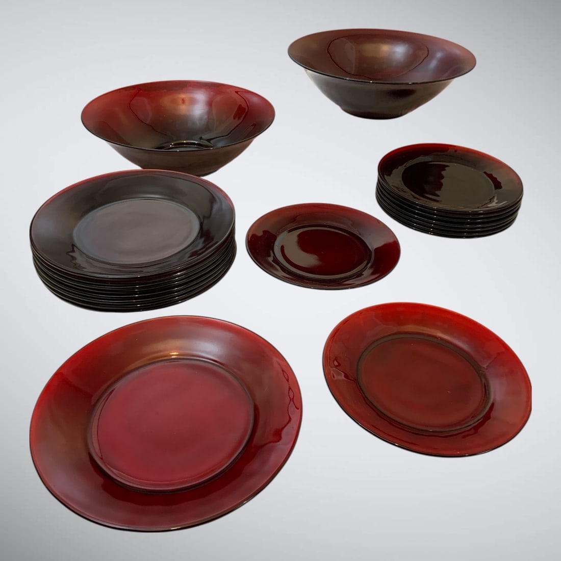 Vtg Ruby Red Glass Dinnerware (1 of 2)