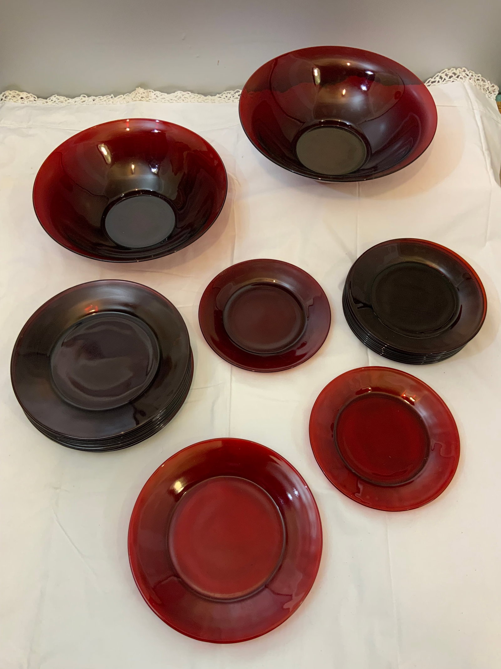 Vtg Ruby Red Glass Dinnerware - 2