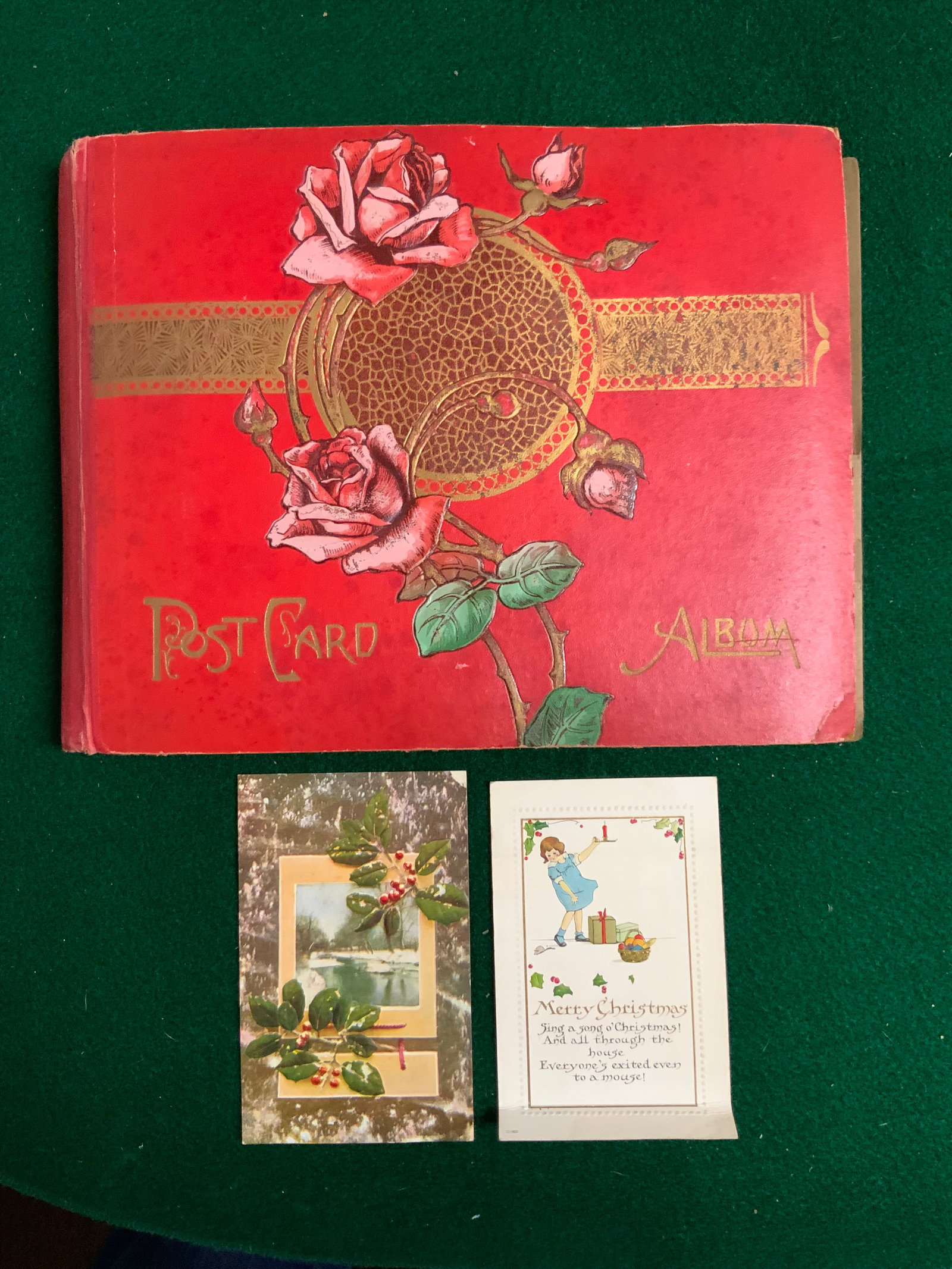 Antique Postcard Album and Postcards(115+): Antique Postcard Album and Postcards(115+). I looked at a dozen card. Most were written and posted. Every one of those posted in that dozen were more than 100 years old. Album Has some empty pages and