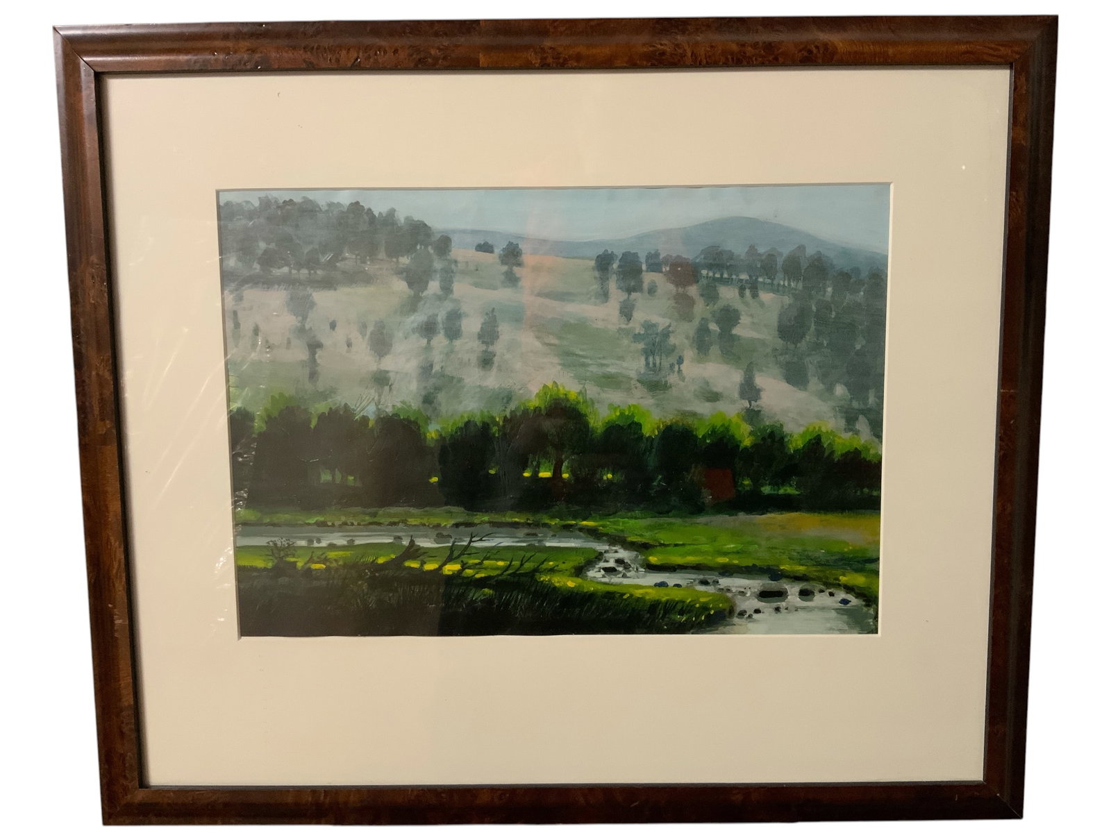 Framed Gouache Landscape M. Brown , Signed: Framed Gouache Landscape M. Brown , Signed. 21" x 25". .>>>>>>>>>>>>>>READ—-READ—-READ—-Shipping for this lot is available ONLY THROUGH LIVEAUCTIONEERS/LIVESHIPPING. We advise all bidders to obt