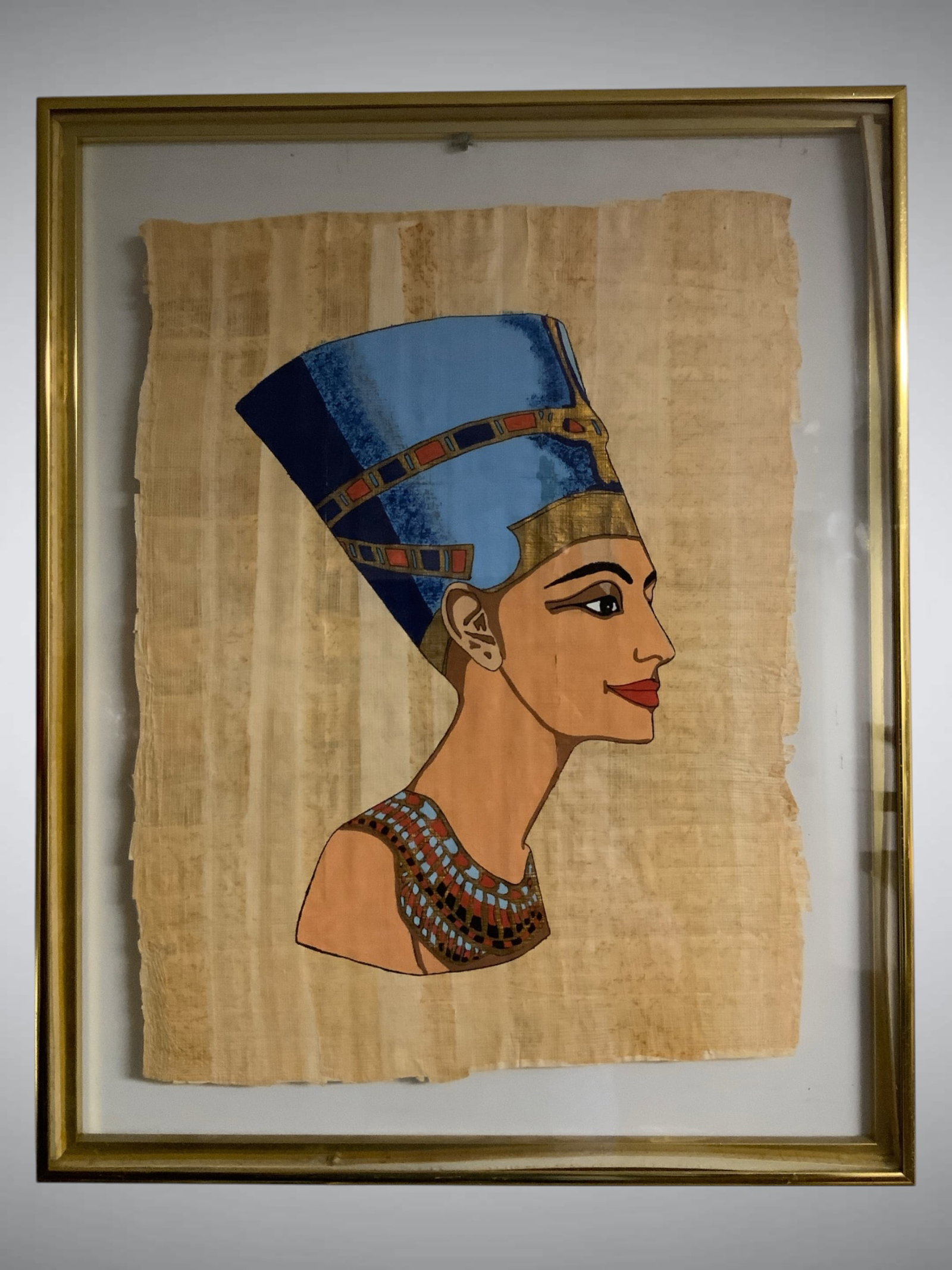 Framed Queen Nefertiti Handpainted on Egyptian Papyrus (1 of 4)