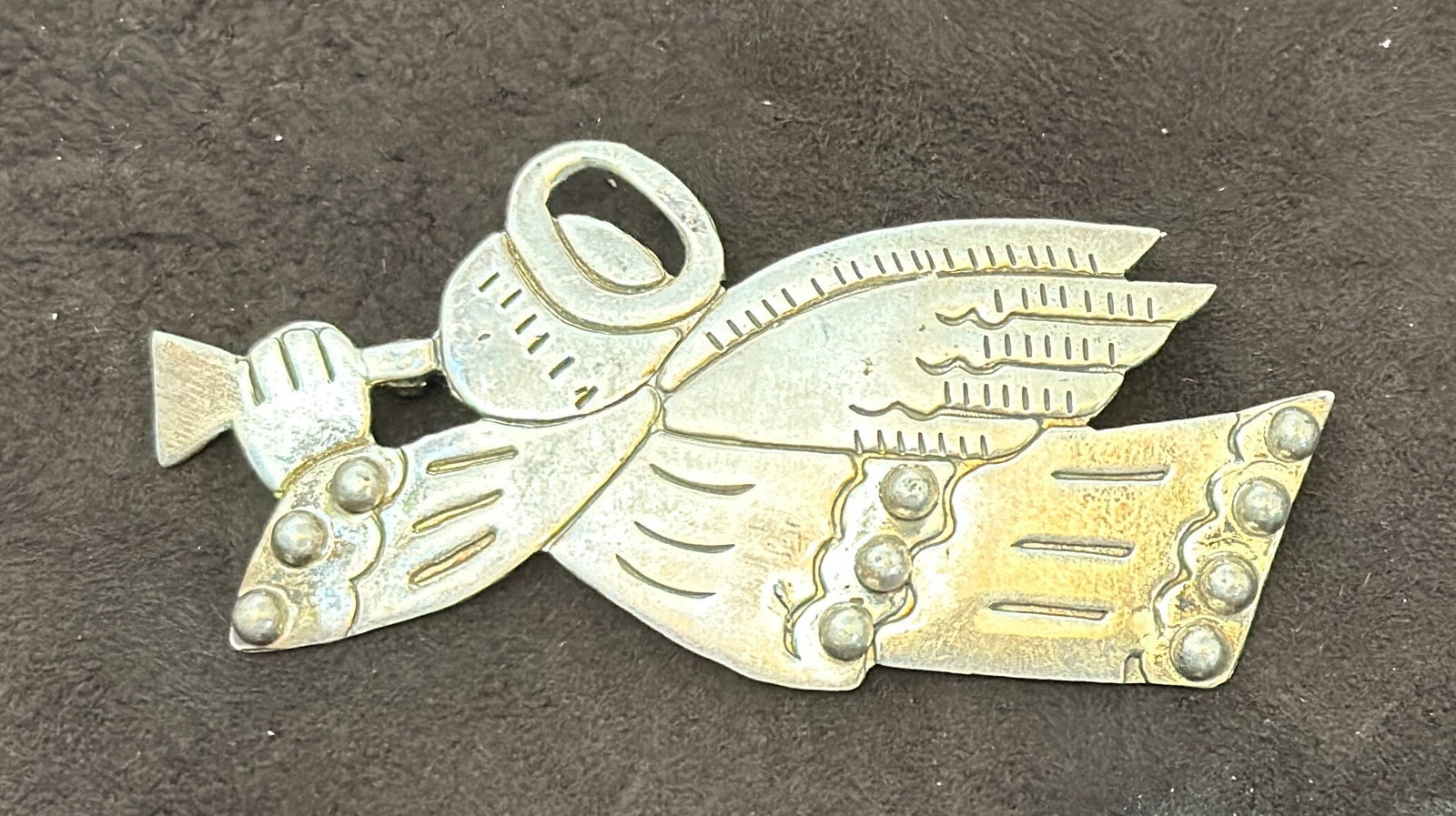 925 Silver Herald Angel Brooch Pin Mexico (1 of 3)