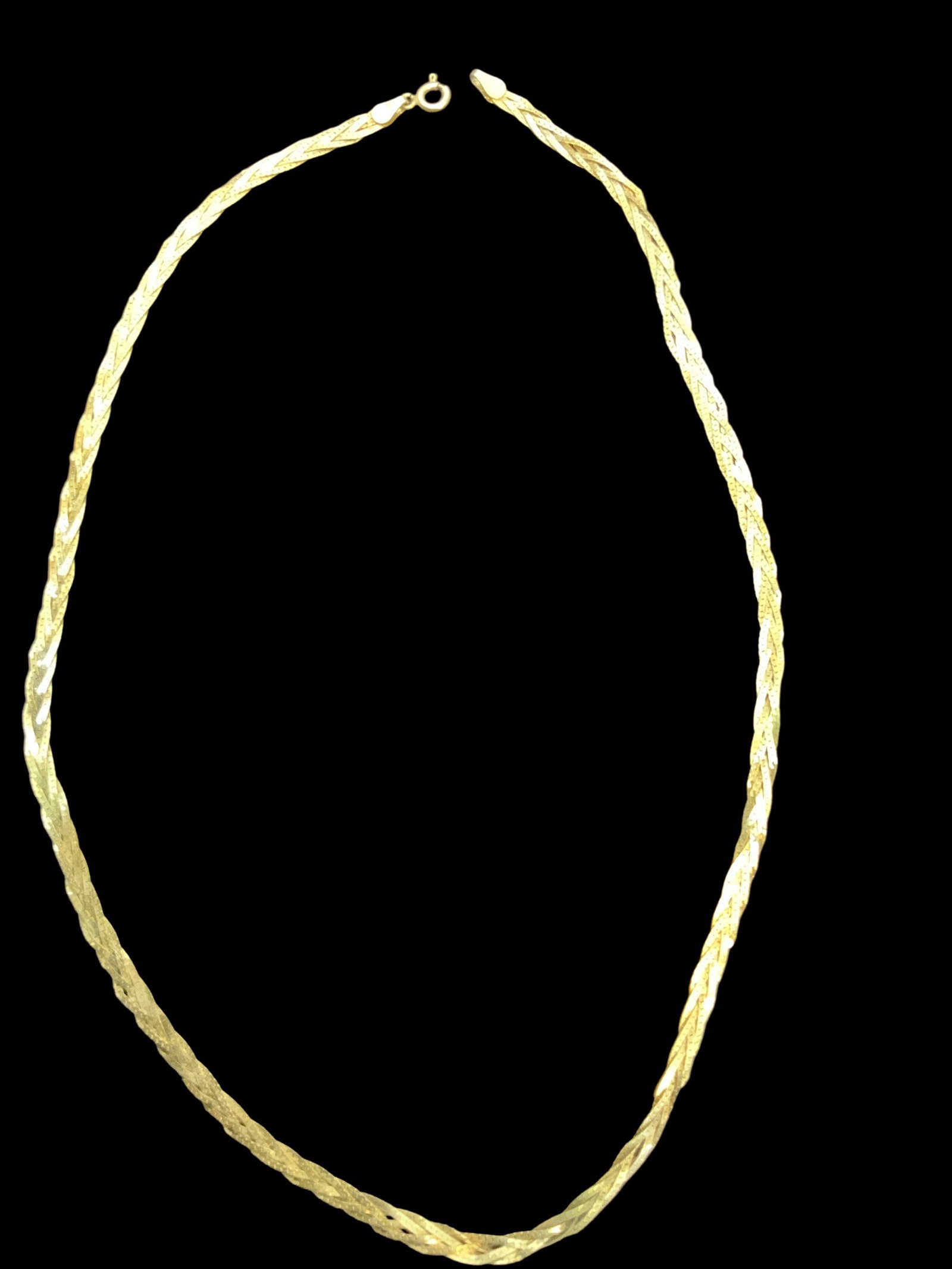 925 Goldtone Silver Braided Herringbone Chain Necklace Danecraft Italy: 925 Goldtone Silver Braided Herringbone Chain Necklace Danecraft Italy. 20” long. .>>>>>>>>>>>>>>READ—-READ—-READ—-Shipping for this lot is available ONLY THROUGH