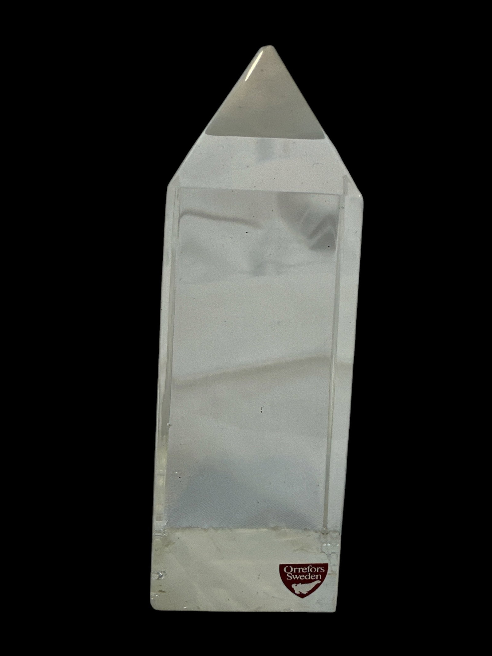 Orrefors Clear Crystal Obelisk Paperweight (1 of 4)
