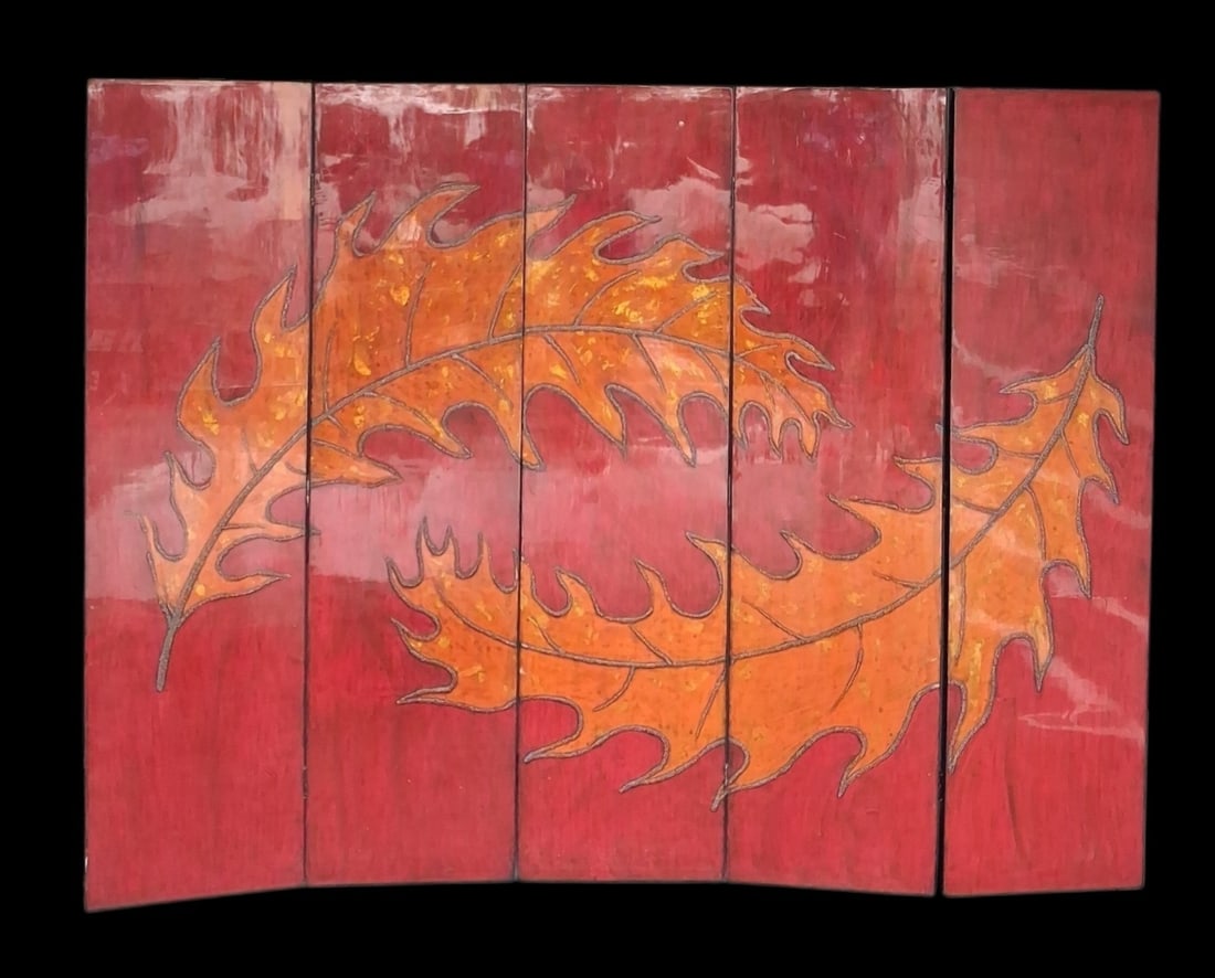 Large 5 section room divider / screen with a leaf design (1 of 1)