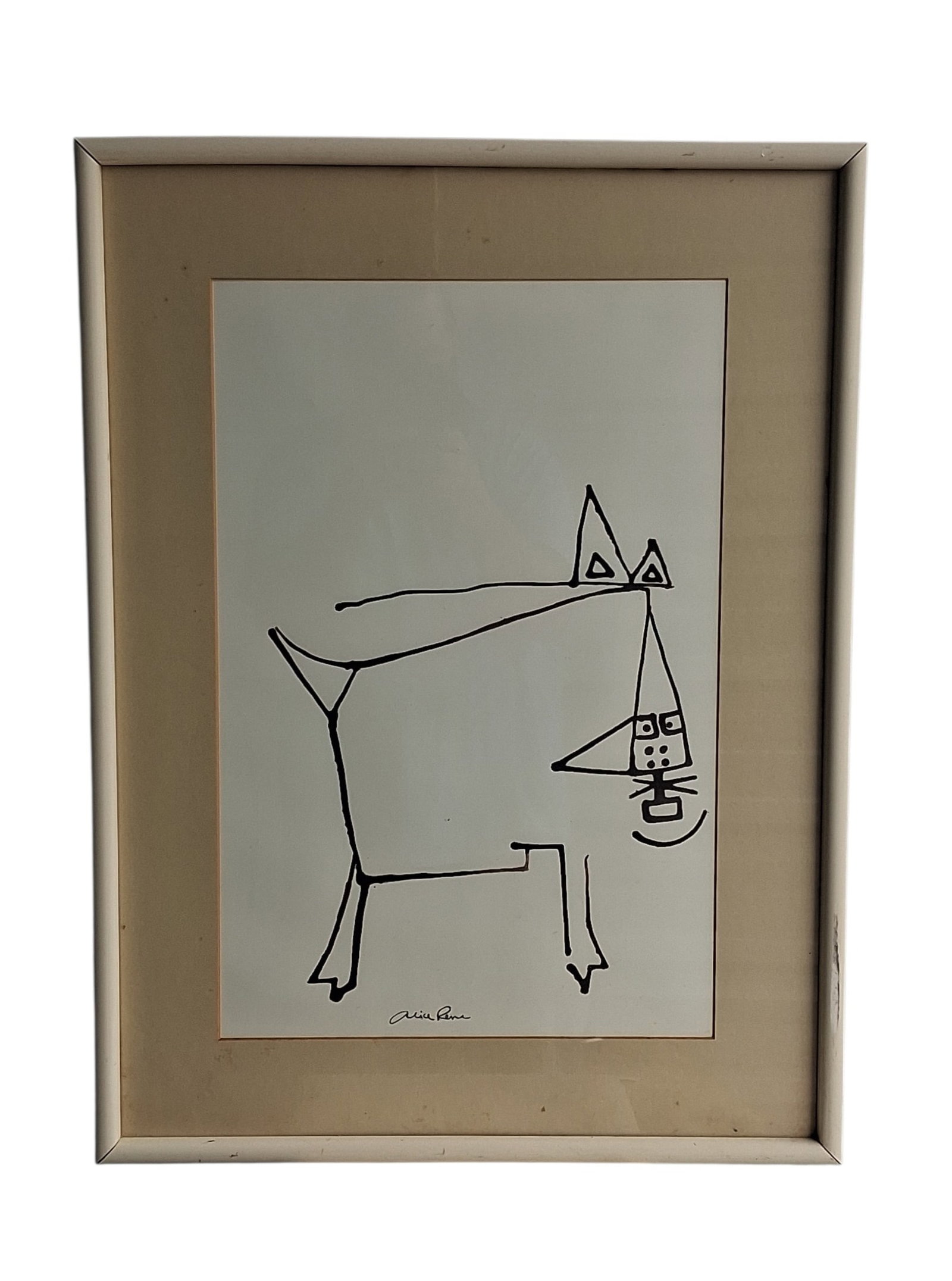 Abstract dog painting artist signed: Abstract dog painting artist signed. Measures 21 inches wide 28 inches tall . .>>>>>>>>>>>>>>READ—-READ—-READ—-Shipping for this lot is available ONLY THROUGH LIVEAUCTIONEERS/LIVESHIPPING. We