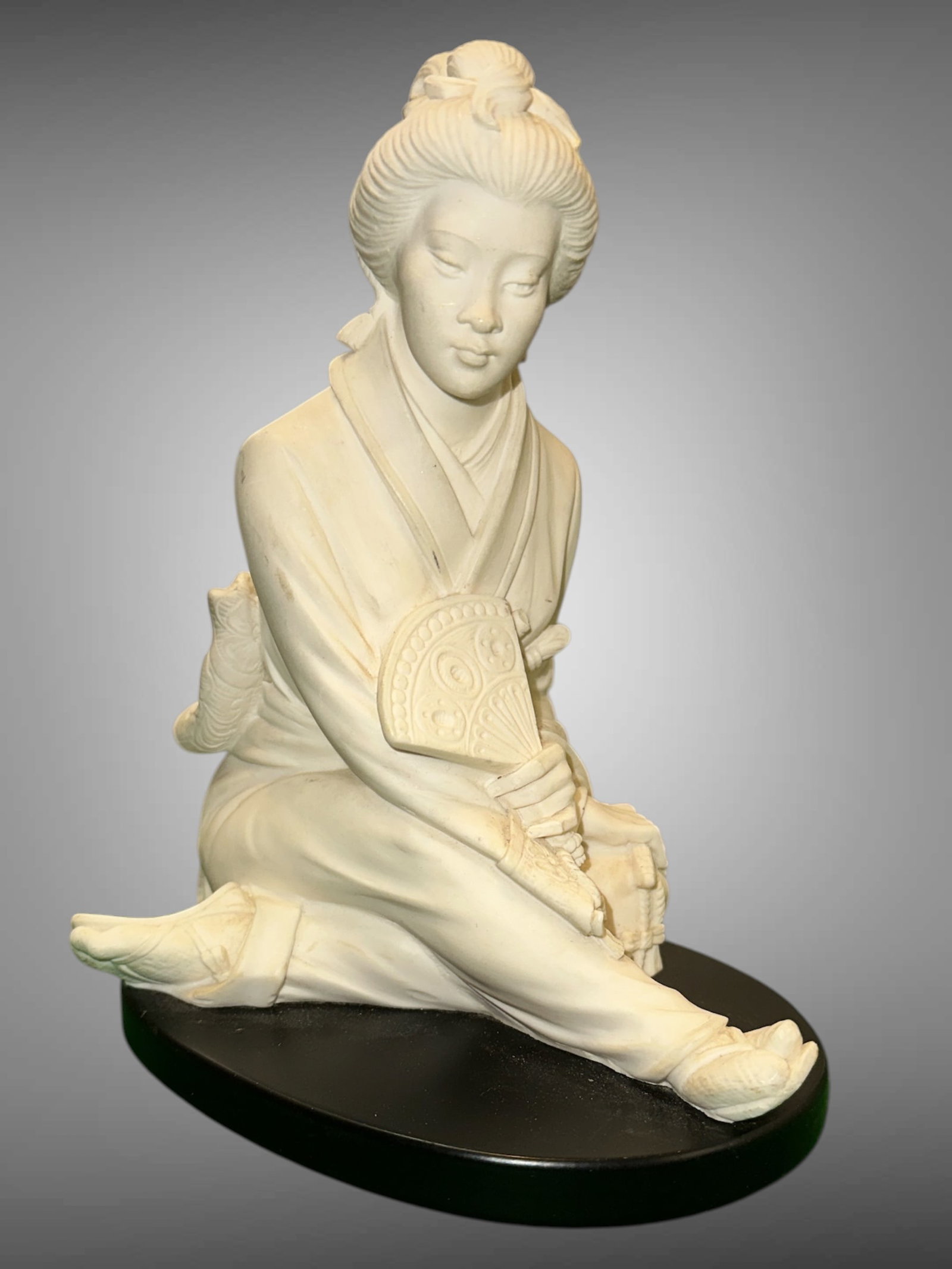 Sculpture: Geisha With a Fan Signed A. Giannelli Italy Alabaster COA (1 of 5)