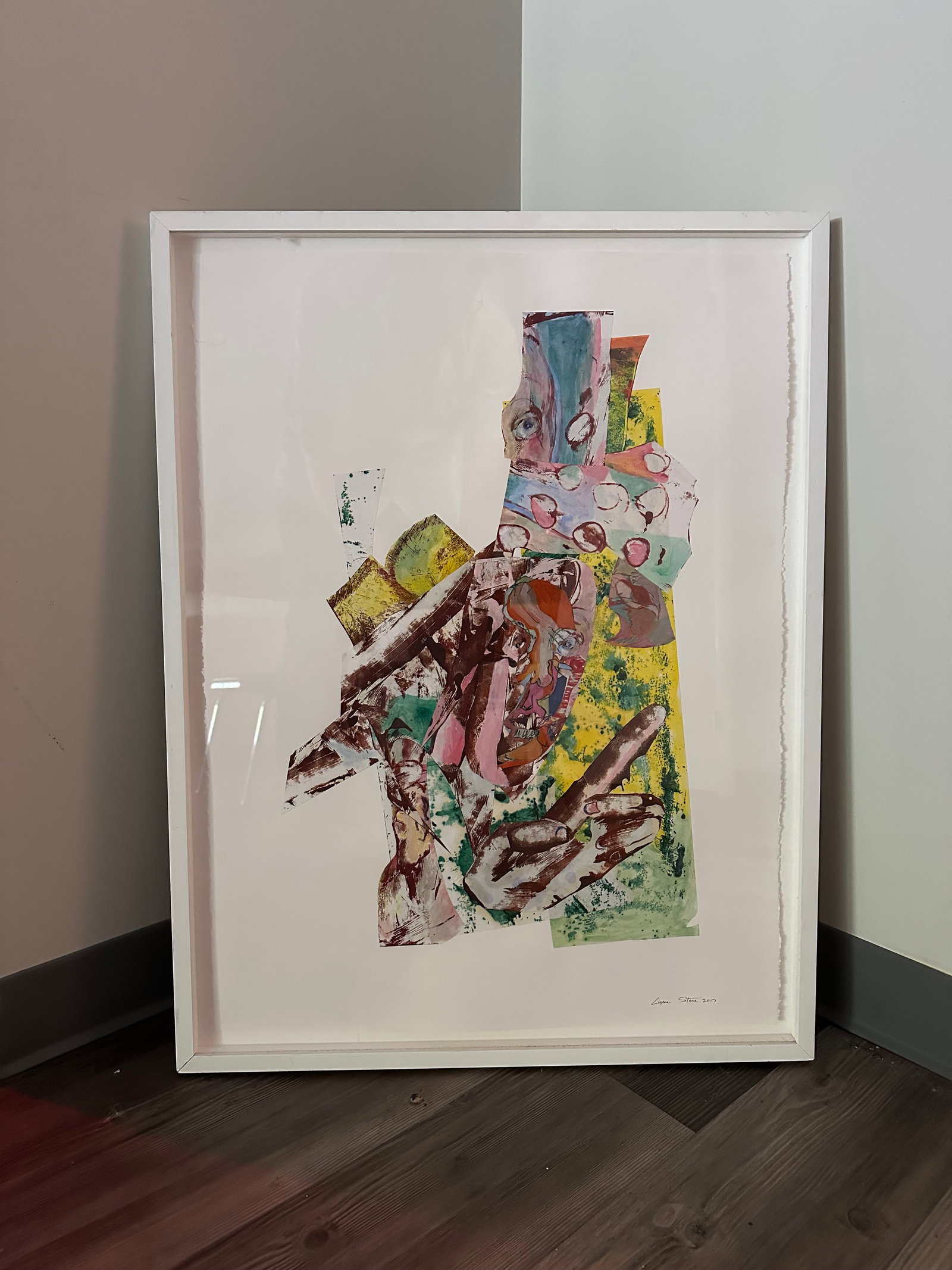 Framed Mixed Media Collage Layered Painted Paper Abstract Signed (1 of 5)