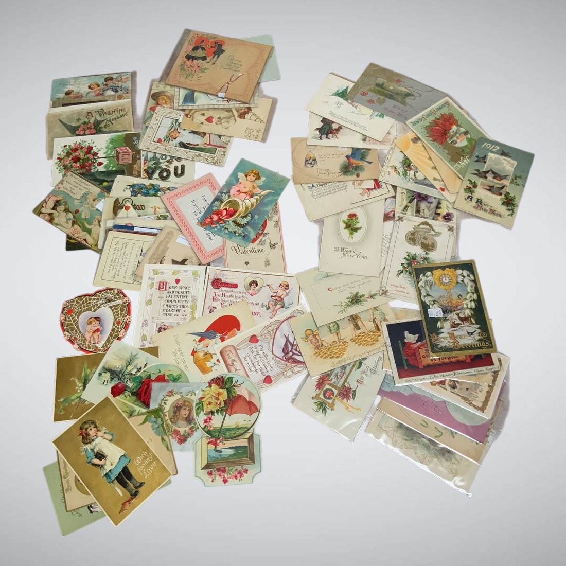 Early 20th Century Valentines & New Year's Day 60+ Postcards (1 of 4)