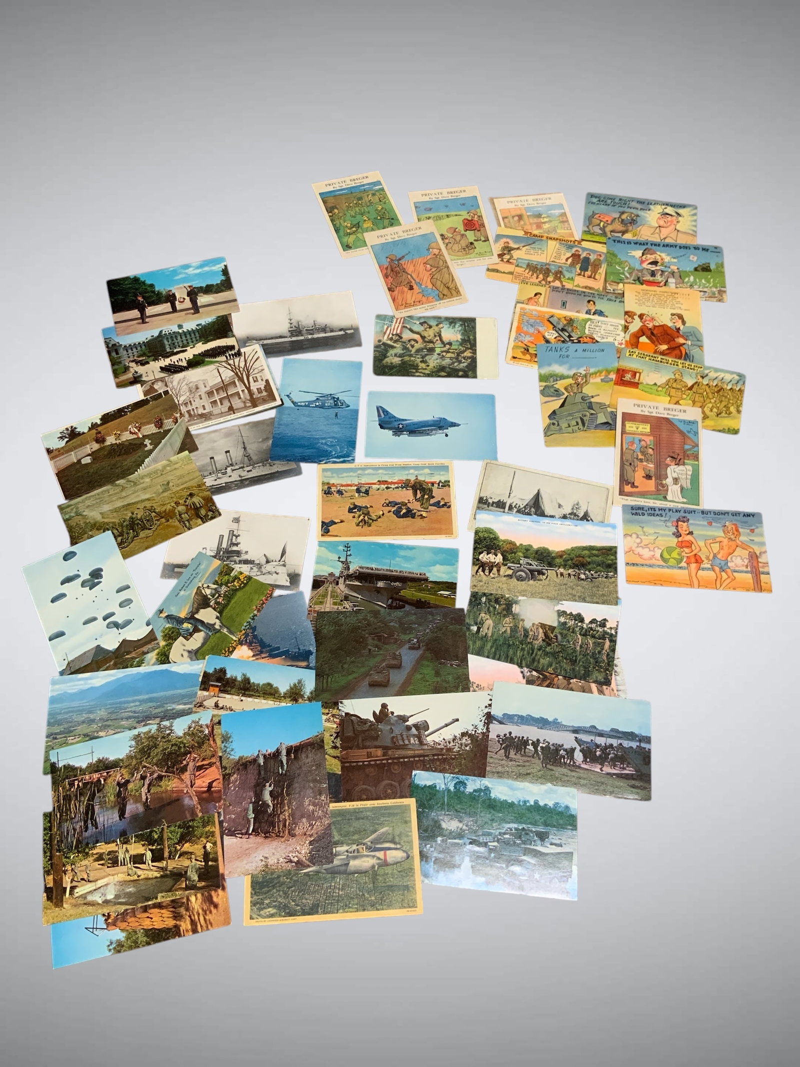 (50) Vintage Military and Related Postcards Many Unwritten/Unposted (1 of 4)