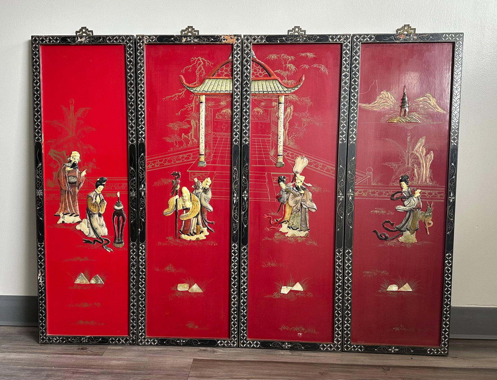 Vintage Asian 4-panel Wall Decor (1 of 7)