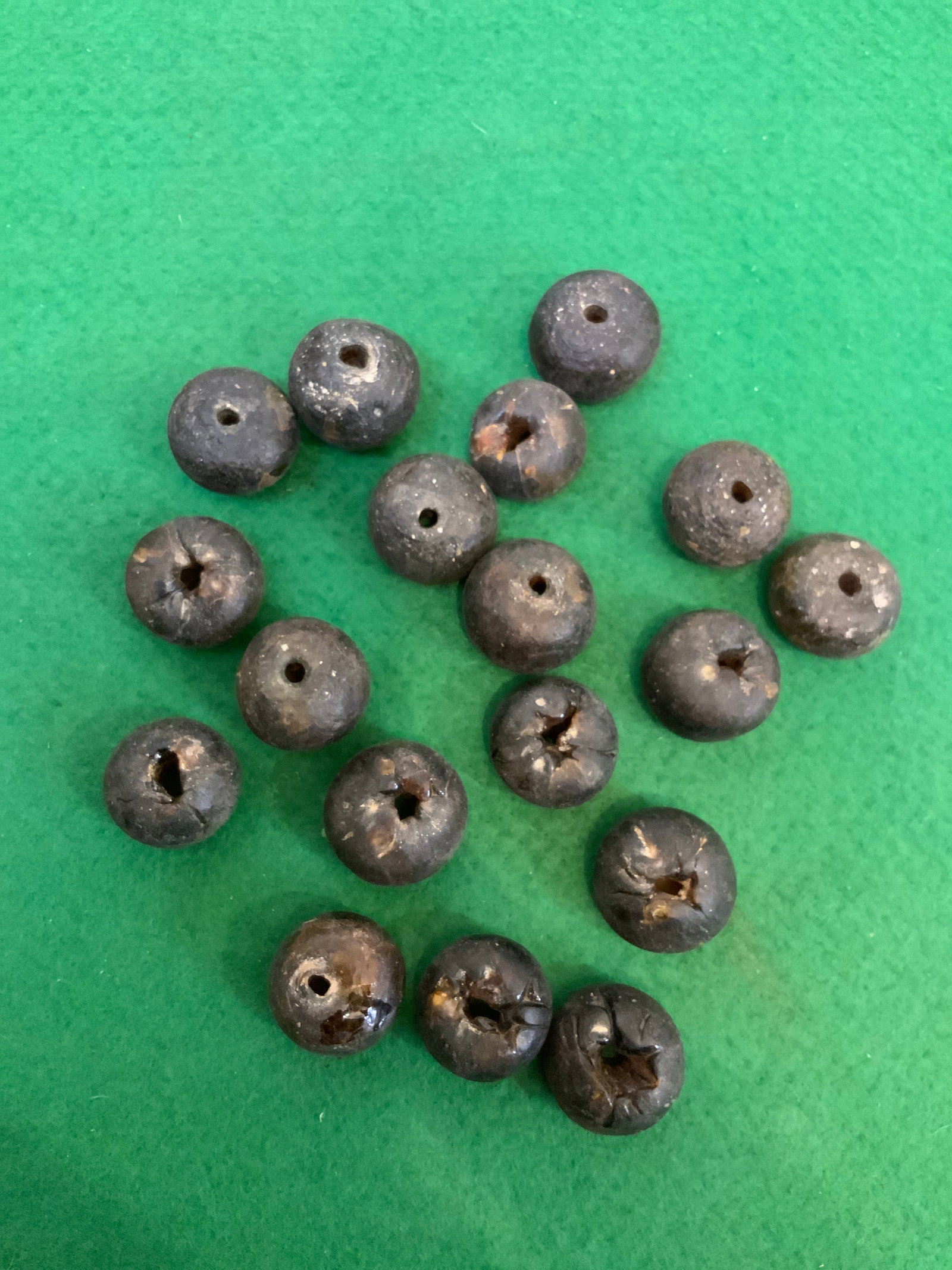(18) Large 1-inch(nominal) Stone(?) Beads (1 of 2)
