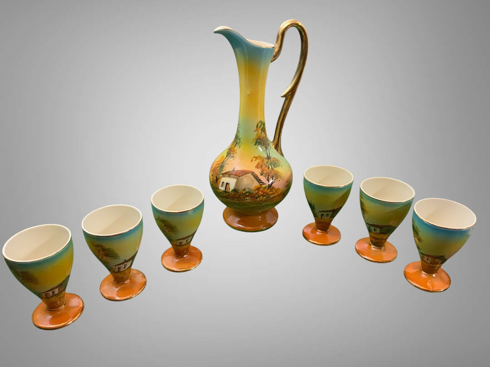S. A. LEART Co. Louçarte Pitcher & Footed Goblets Portugal (1 of 4)