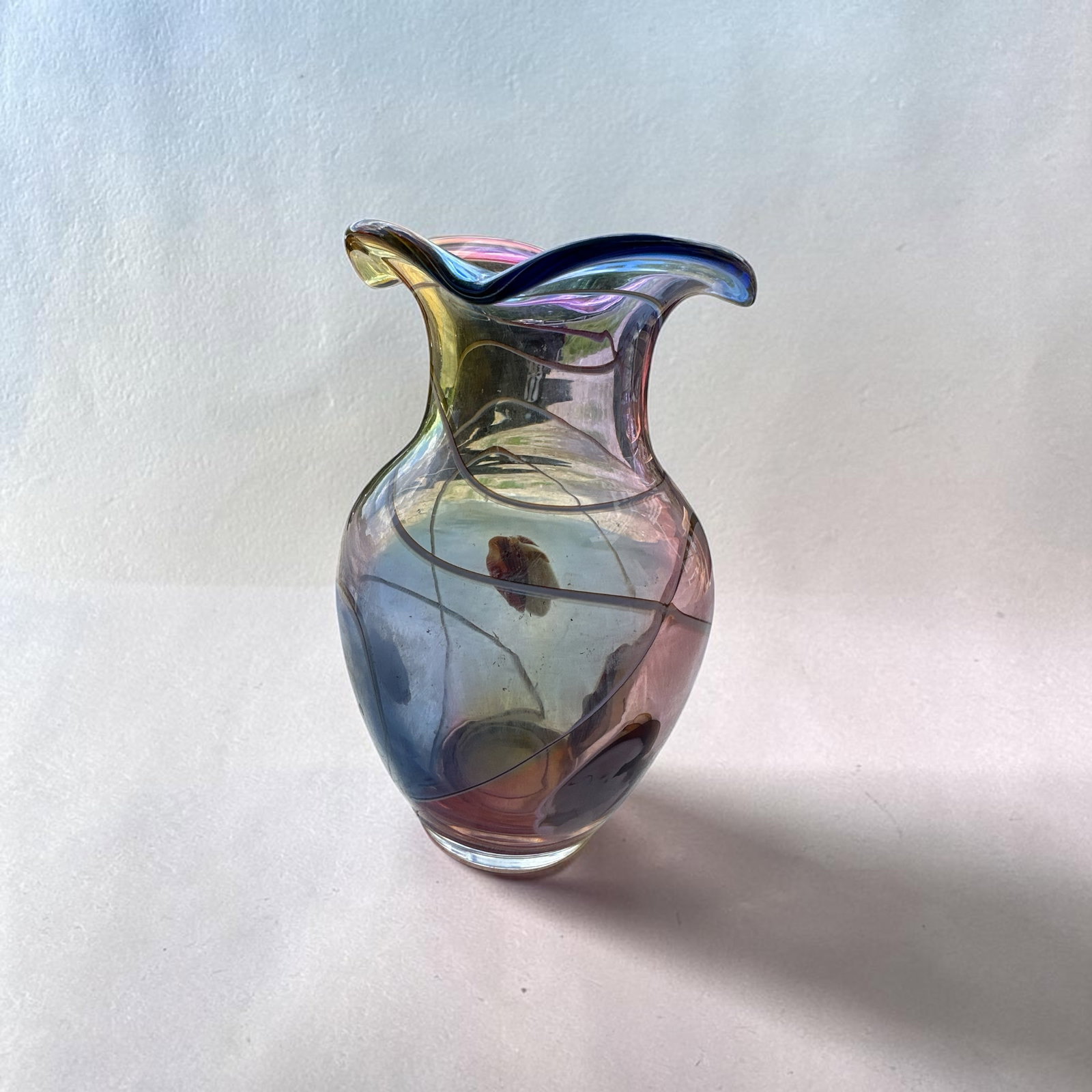 Multicolor Iridescent Crystal Vase Adam Jablonski for Varsava Poland (1 of 5)