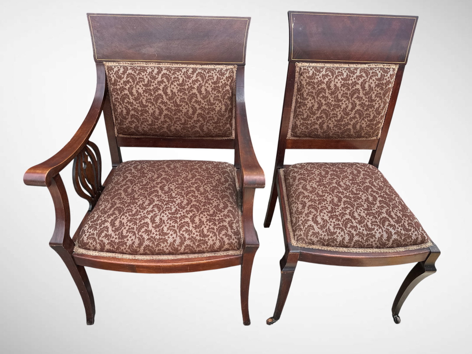 Vtg Harp-shaped Arm and Side Chairs. (1 of 7)