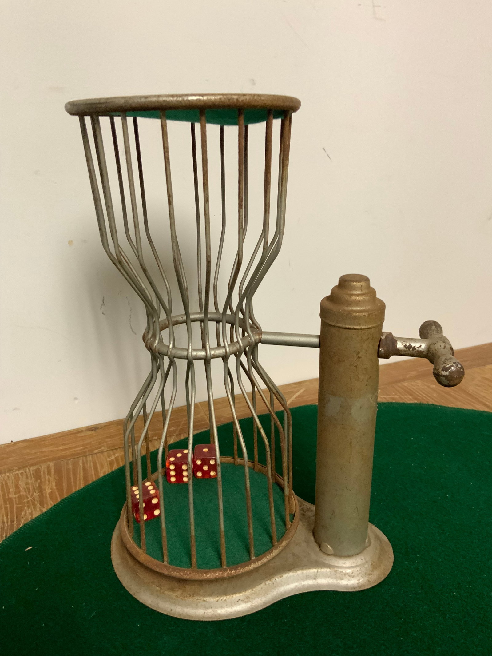 Vintage Metal Hourglass Birdcage Dice Tumbler Casino Game Piece (1 of 5)