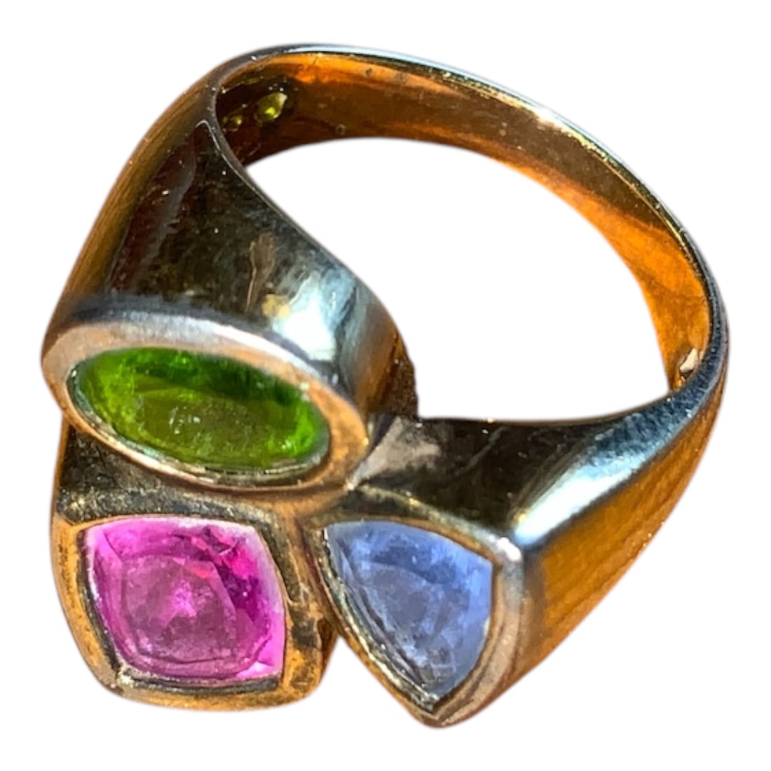 925 Goldtone Silver 3-stone Ring Size 9 (1 of 5)